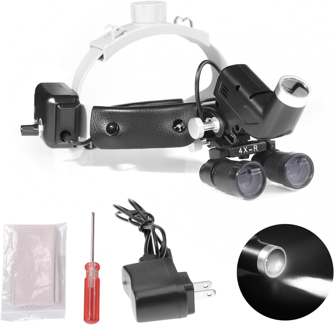 5W LED Headlamp for Loupes with Adjustable Headband and Magnifying Frames