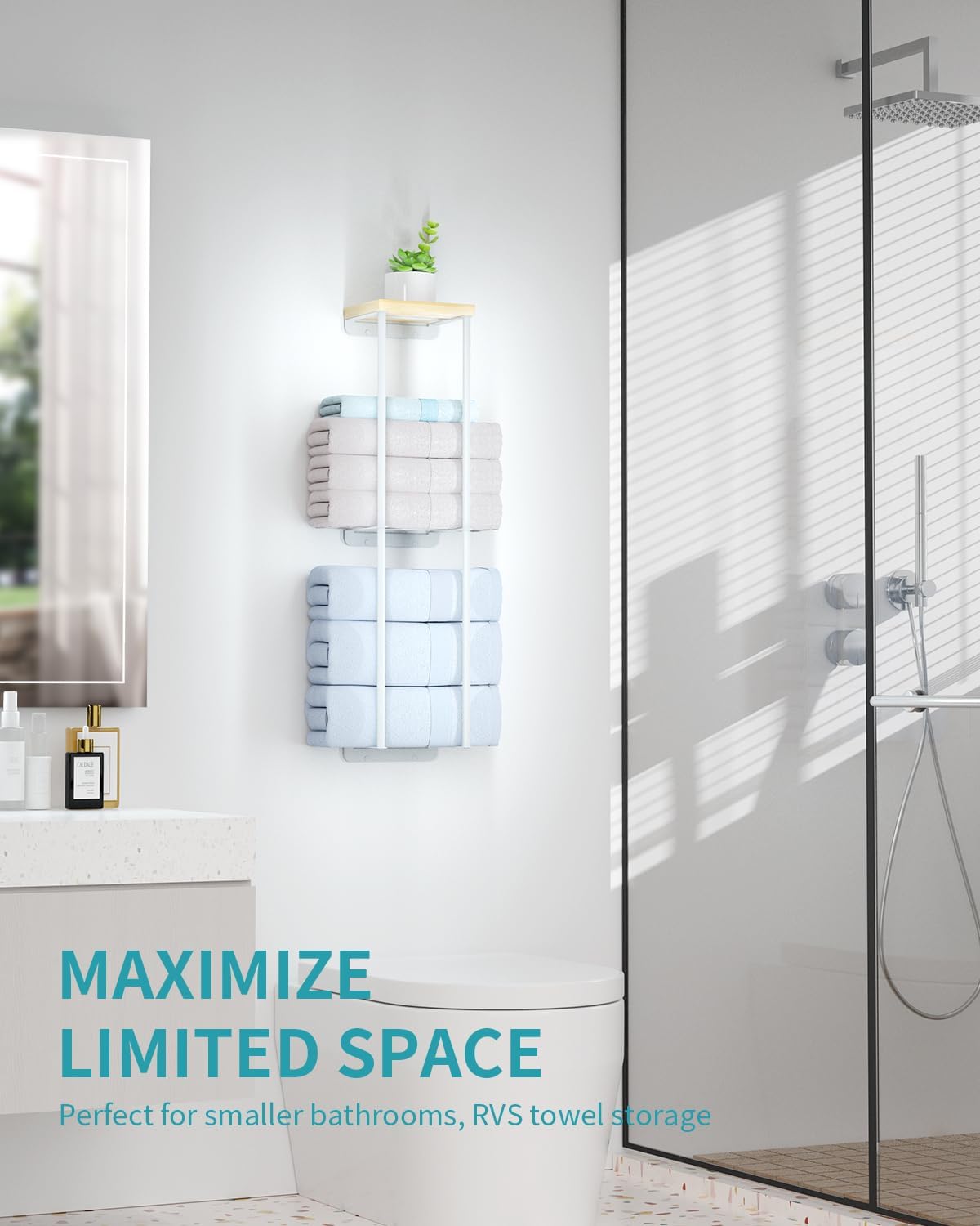 Anfeichen 2-Tier Wall Towel Rack White