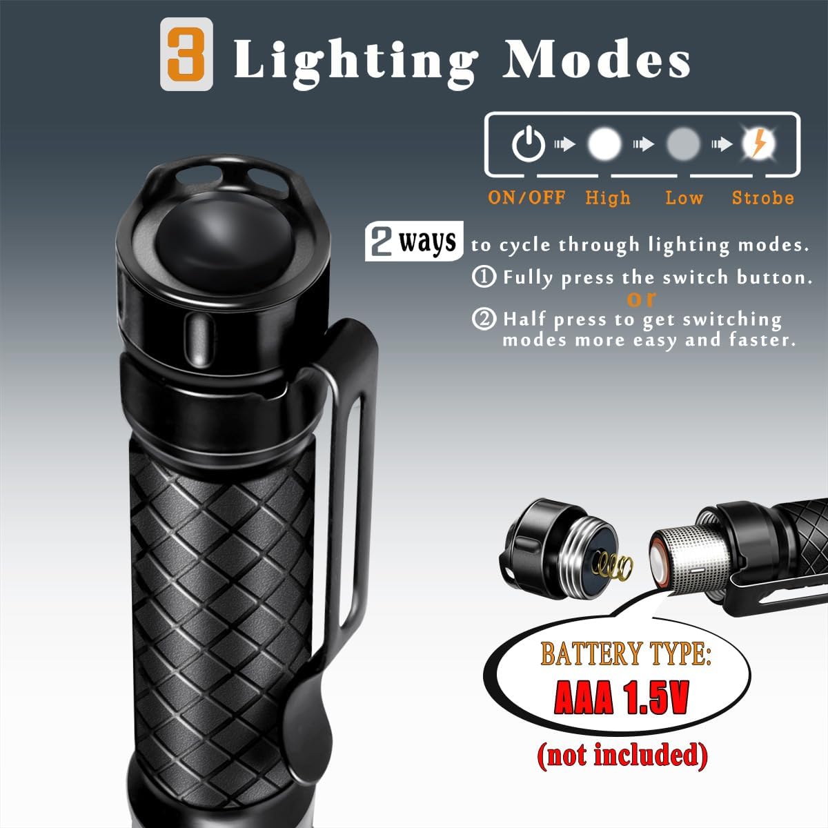 Compact Flashlight with 3 Modes