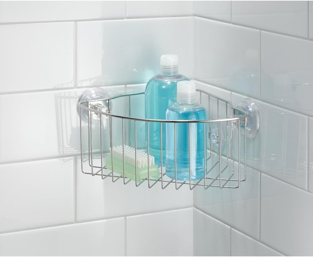 InterDesign Reo Stainless Steel PowerLock Suction Corner Organizer