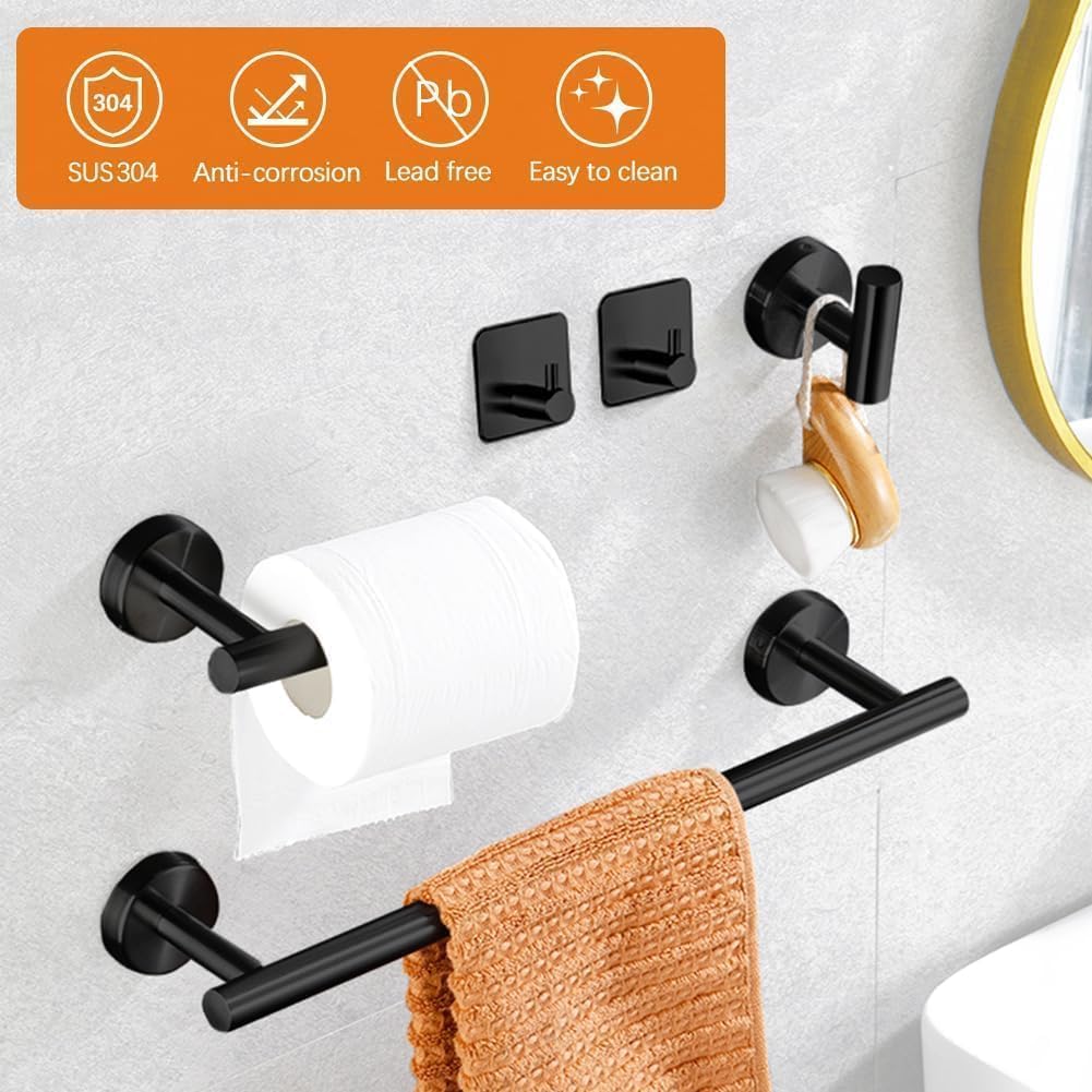 Versatile 5-Piece Bathroom Hardware Set Matte Silver for Any Style
