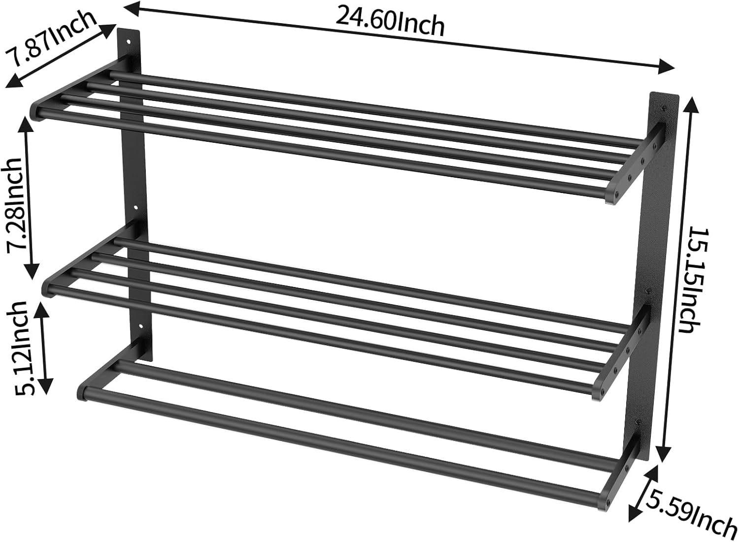 The Bethom 24 Wall-Mounted Towel Rack with 3 Tier Storage