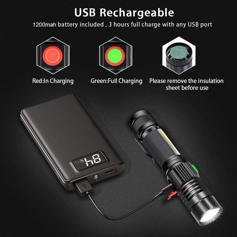 Hoxida Rechargeable LED Flashlight - Waterproof Magnetic Best for Camping