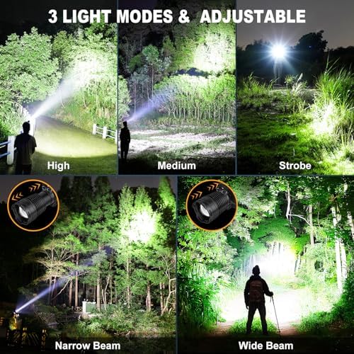 990000 Lumens Rechargeable Headlamp with 3 Modes and IPX7 Waterproof