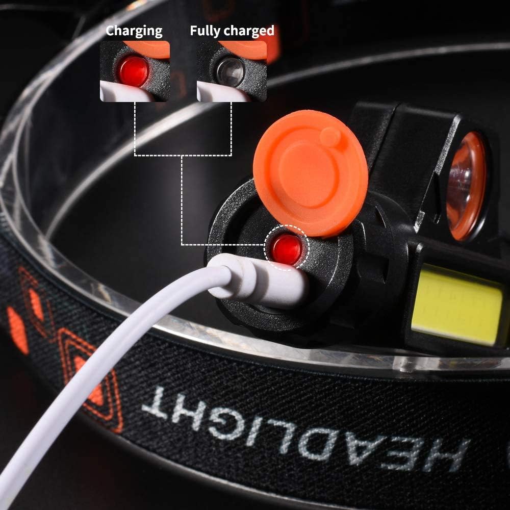 2-Piece Rechargeable Forehead Headlight for Night Walking Camping