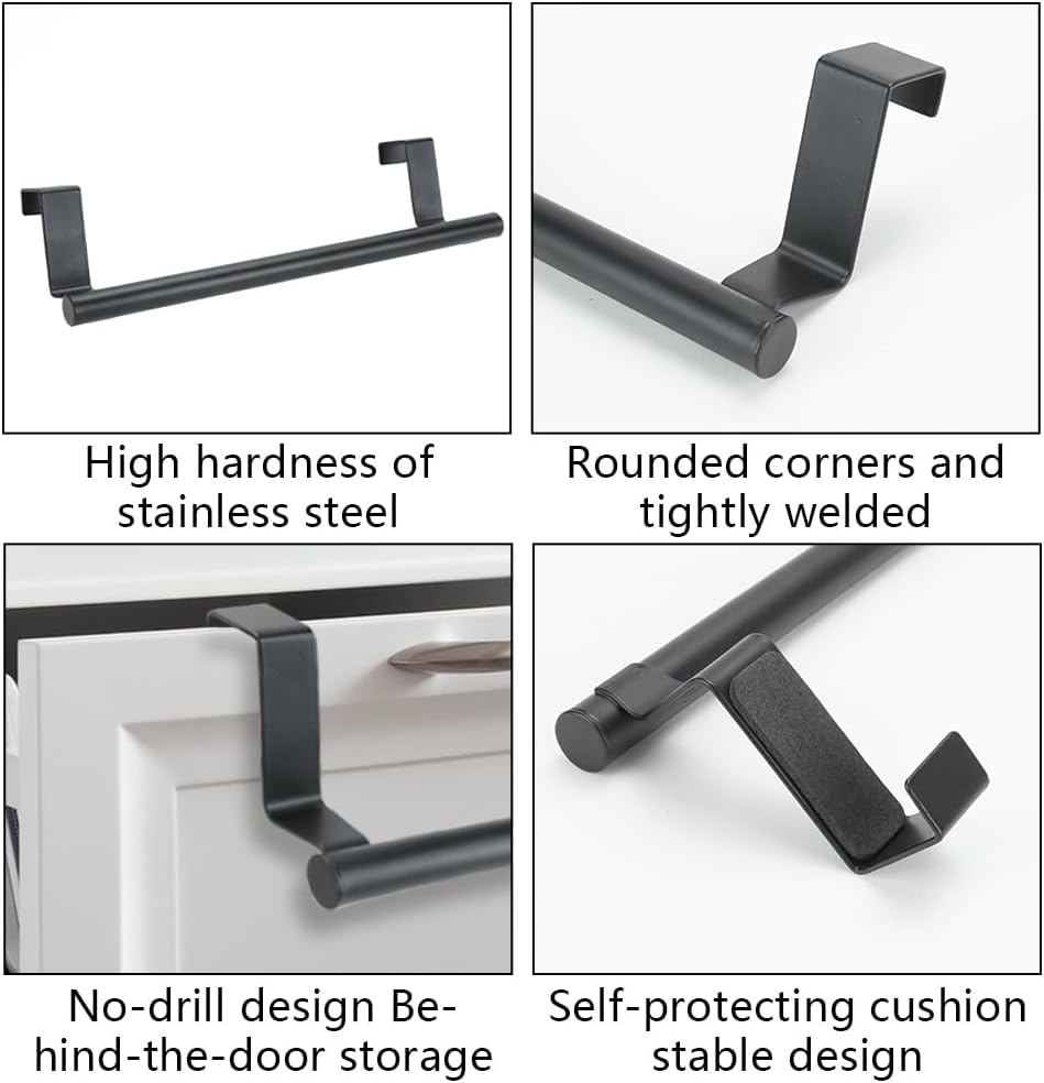 SITAKE 4PCS Cabinet Door Towel Bar Black