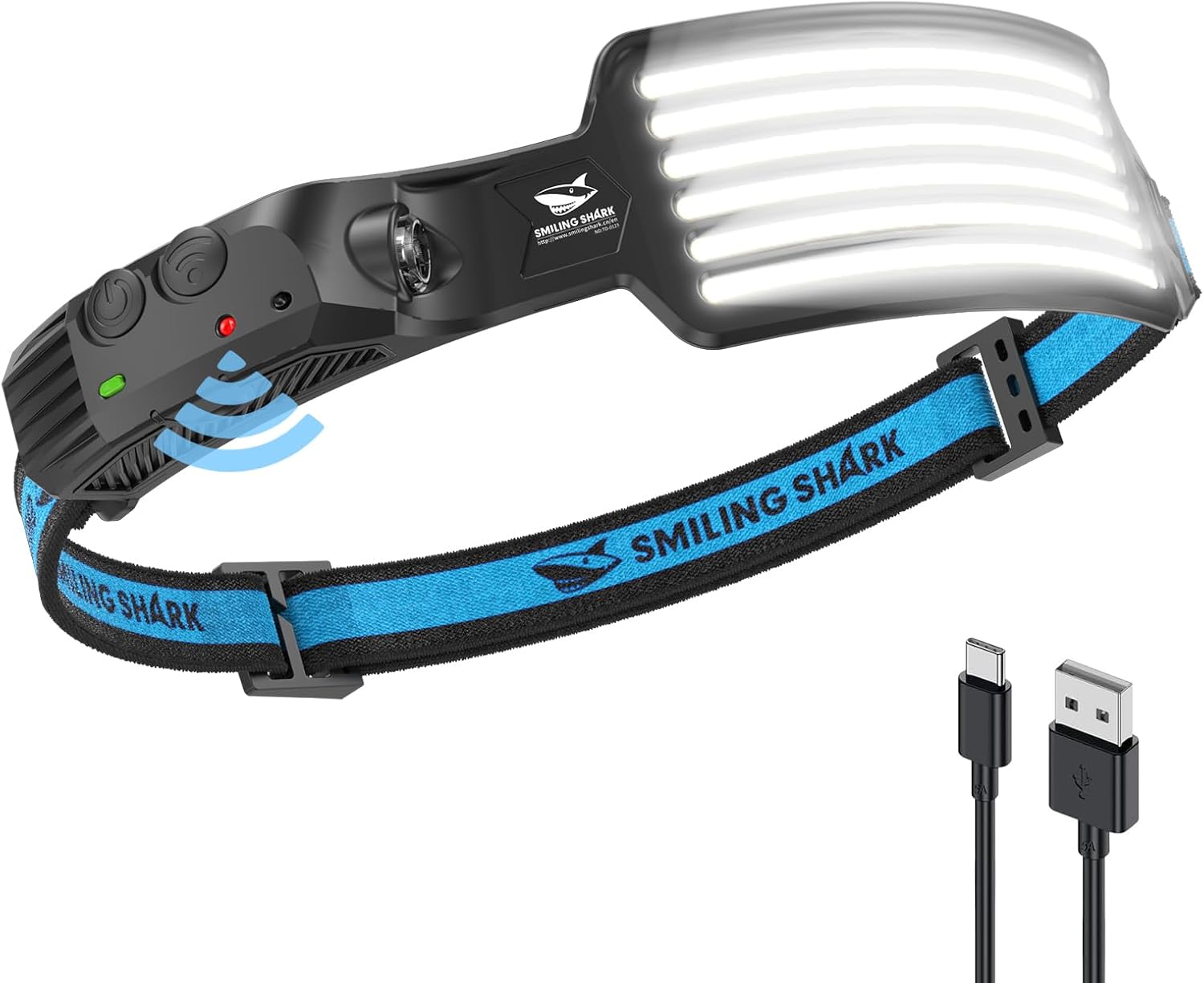 Smiling Shark Rechargeable HeadlampPerfect for camping hiking and outdoor adventures