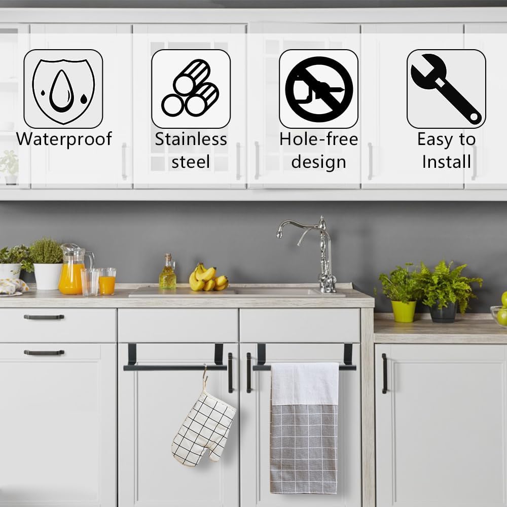 SITAKE 4PCS Cabinet Door Towel Bar Black