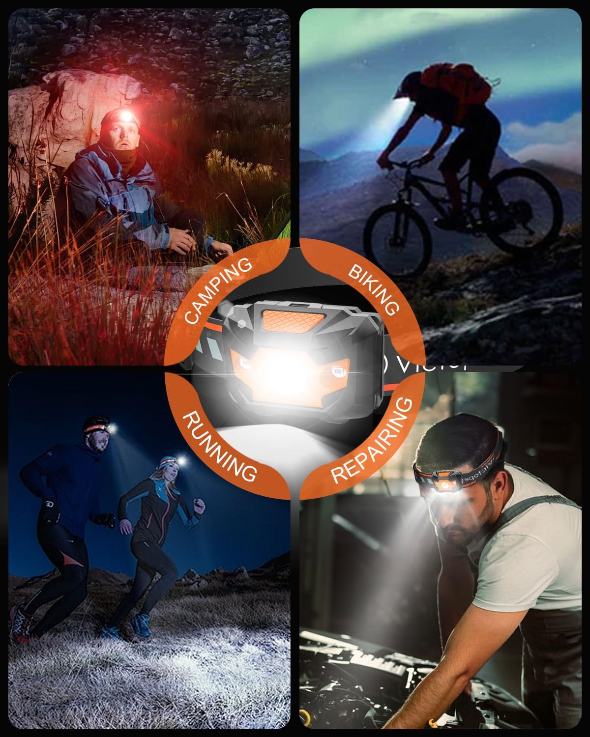 Victoper Headlamp 2Pack 4 Modes Red Light Waterproof Headlamp for Camping Hiking
