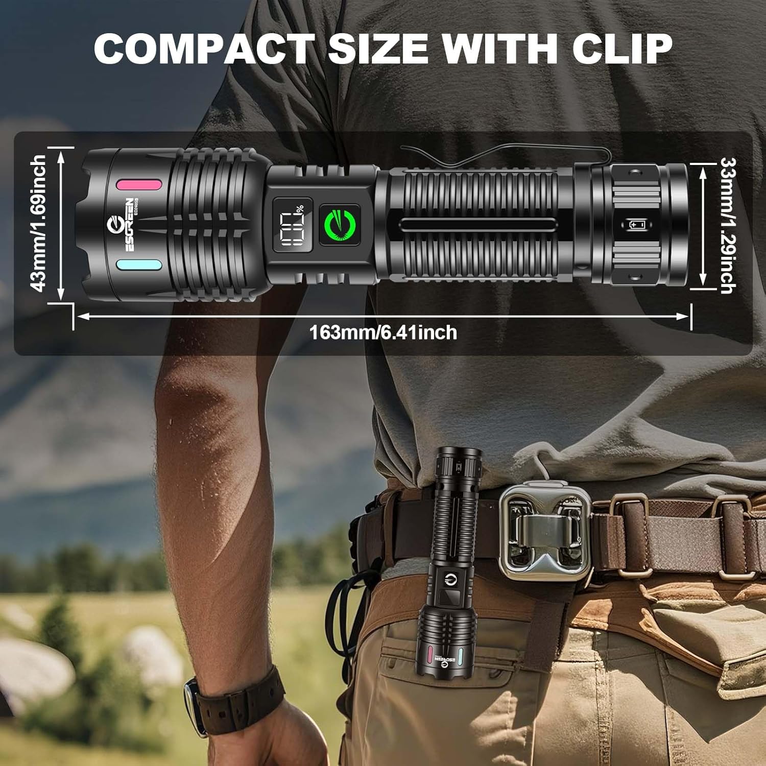 Esgreen Rechargeable LED Flashlight with Double Modes