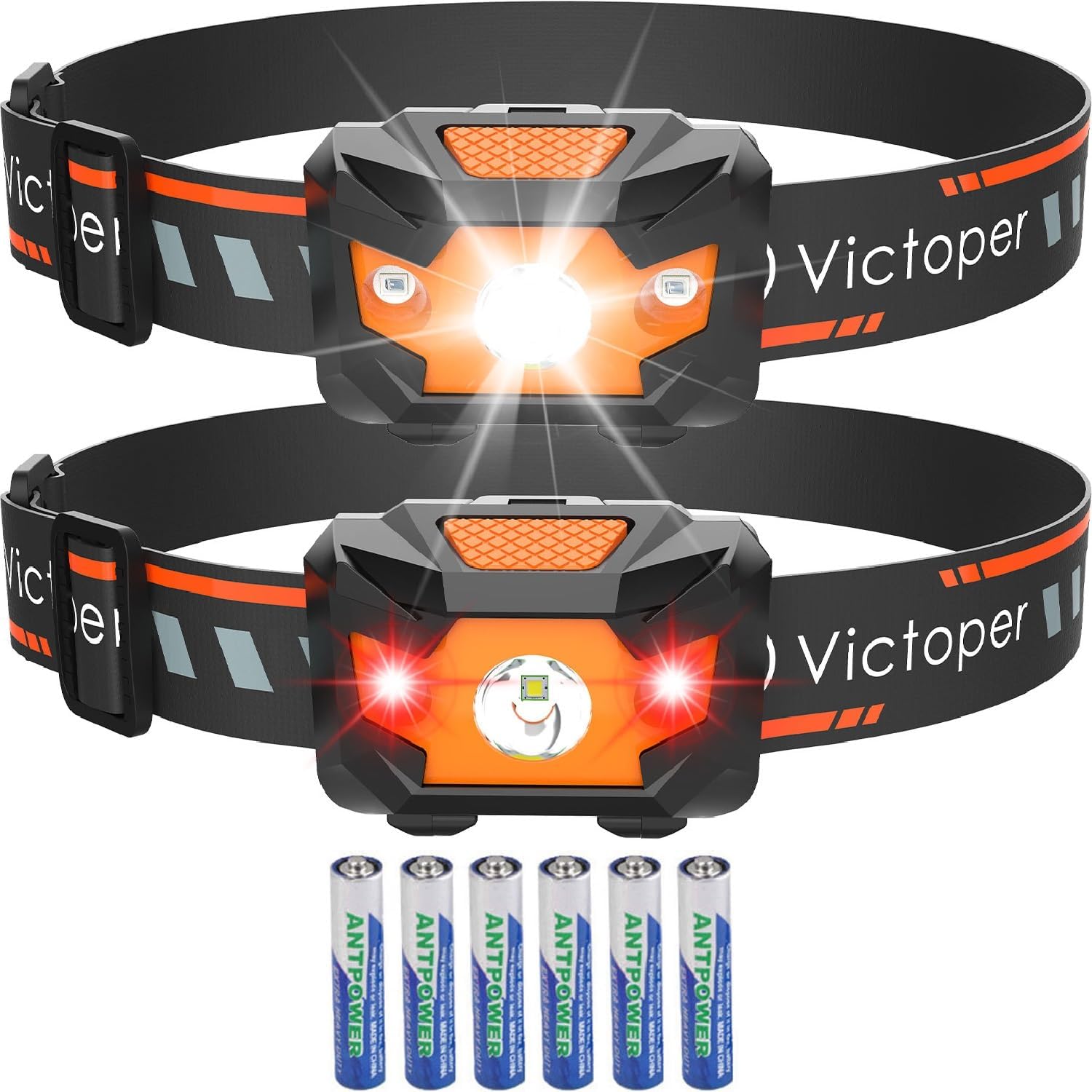 Victoper Headlamp 2Pack 4 Modes Red Light Waterproof Headlamp for Camping Hiking
