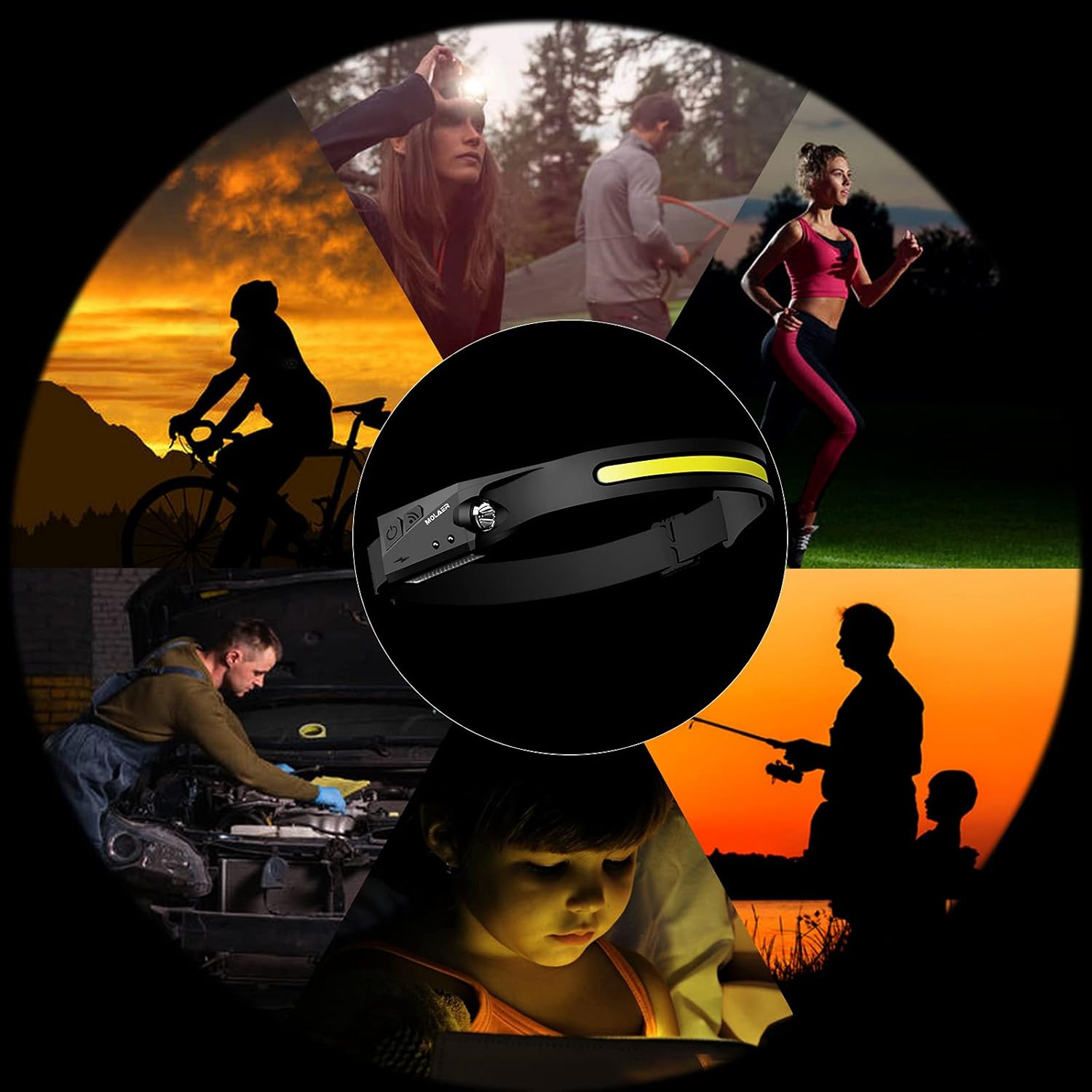Rechargeable 230 LED Headlamp with Motion Sensor
