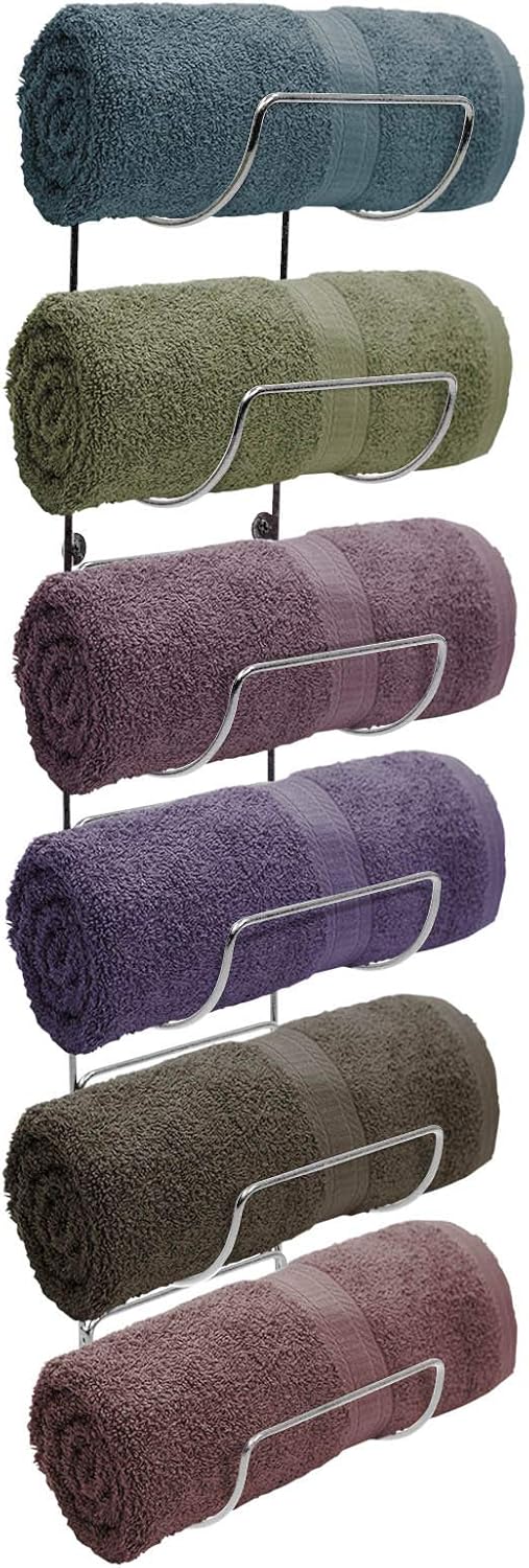 Sorbus 6-Piece Silver Metal Towel Rack Wall-Mounted Storage Organizer