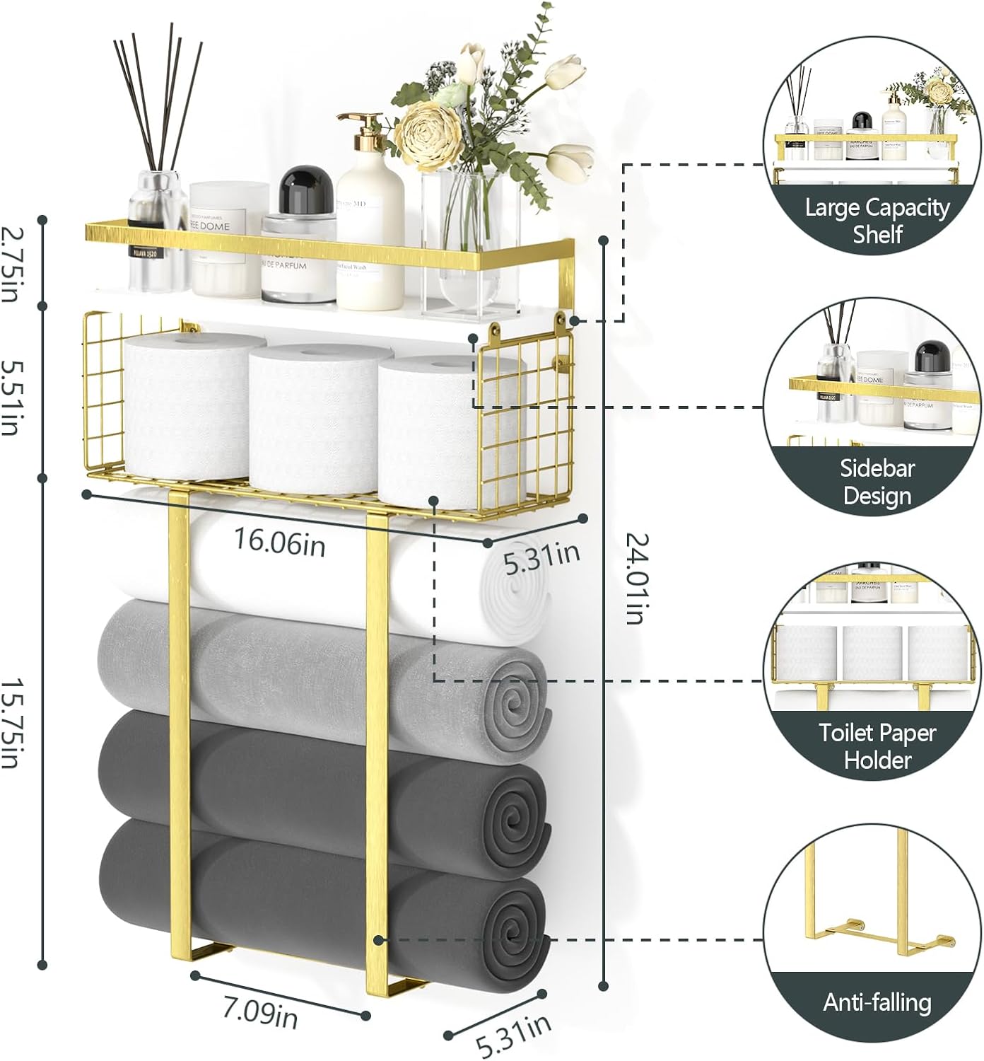 Stylish Floating Towel Rack with Decorative Design