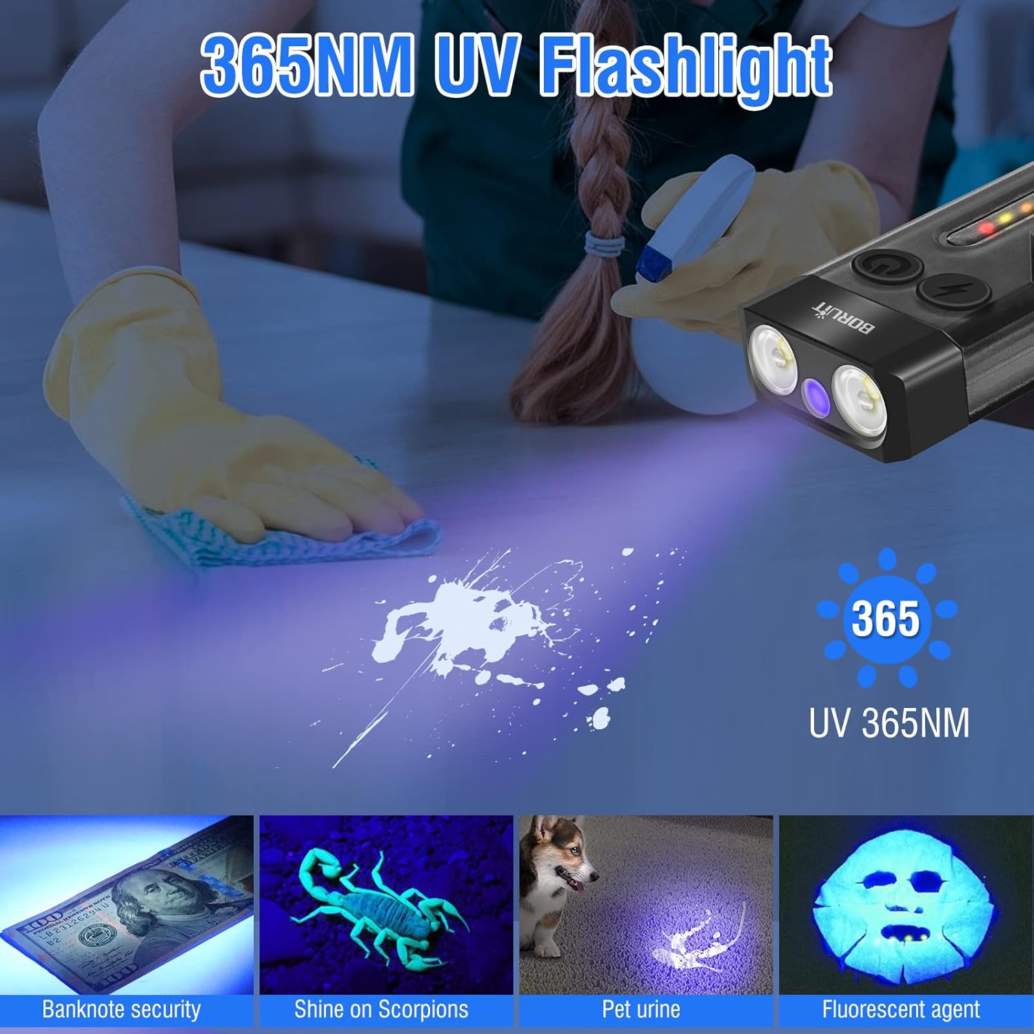Compact UV Flashlight with 1000LM Brightness