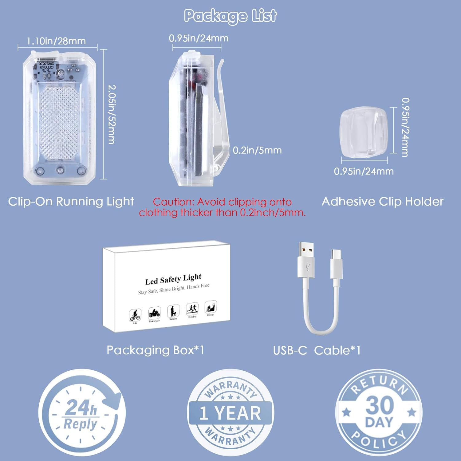2-Piece Clip-On Running Lights for Night Safety