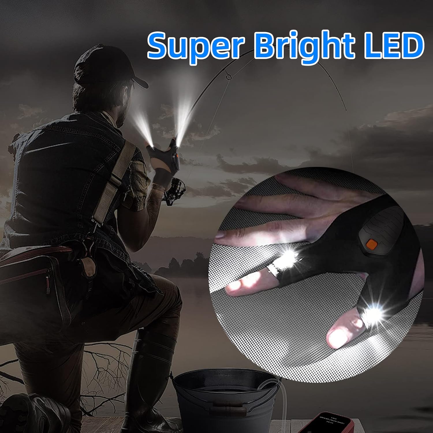 Rechargeable LED Glove for Men Fishing Camping