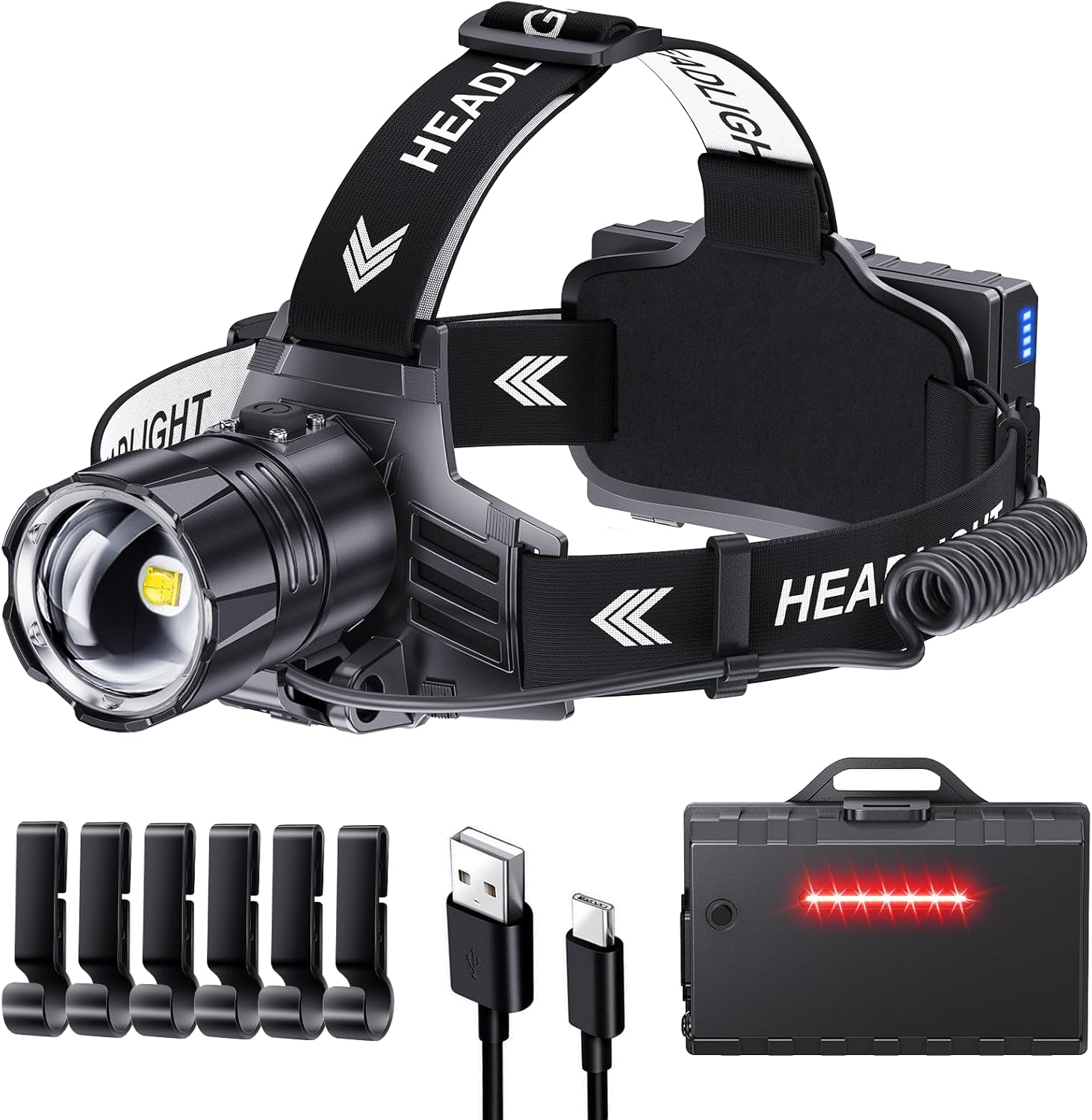 Bright Durable Headlamp with 5 Modes IPX7 Weather Resistance