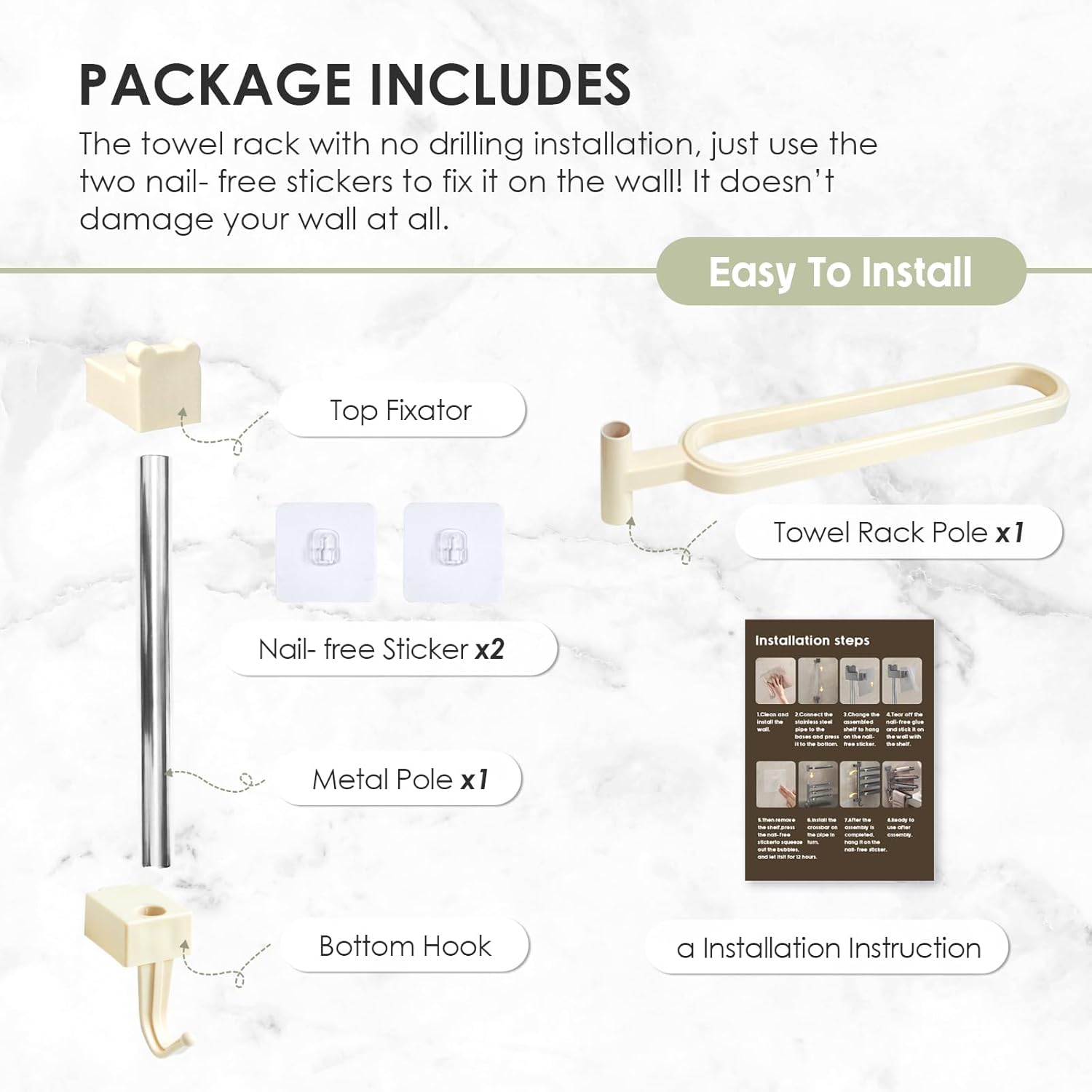 No Drill Swivel Towel Rack