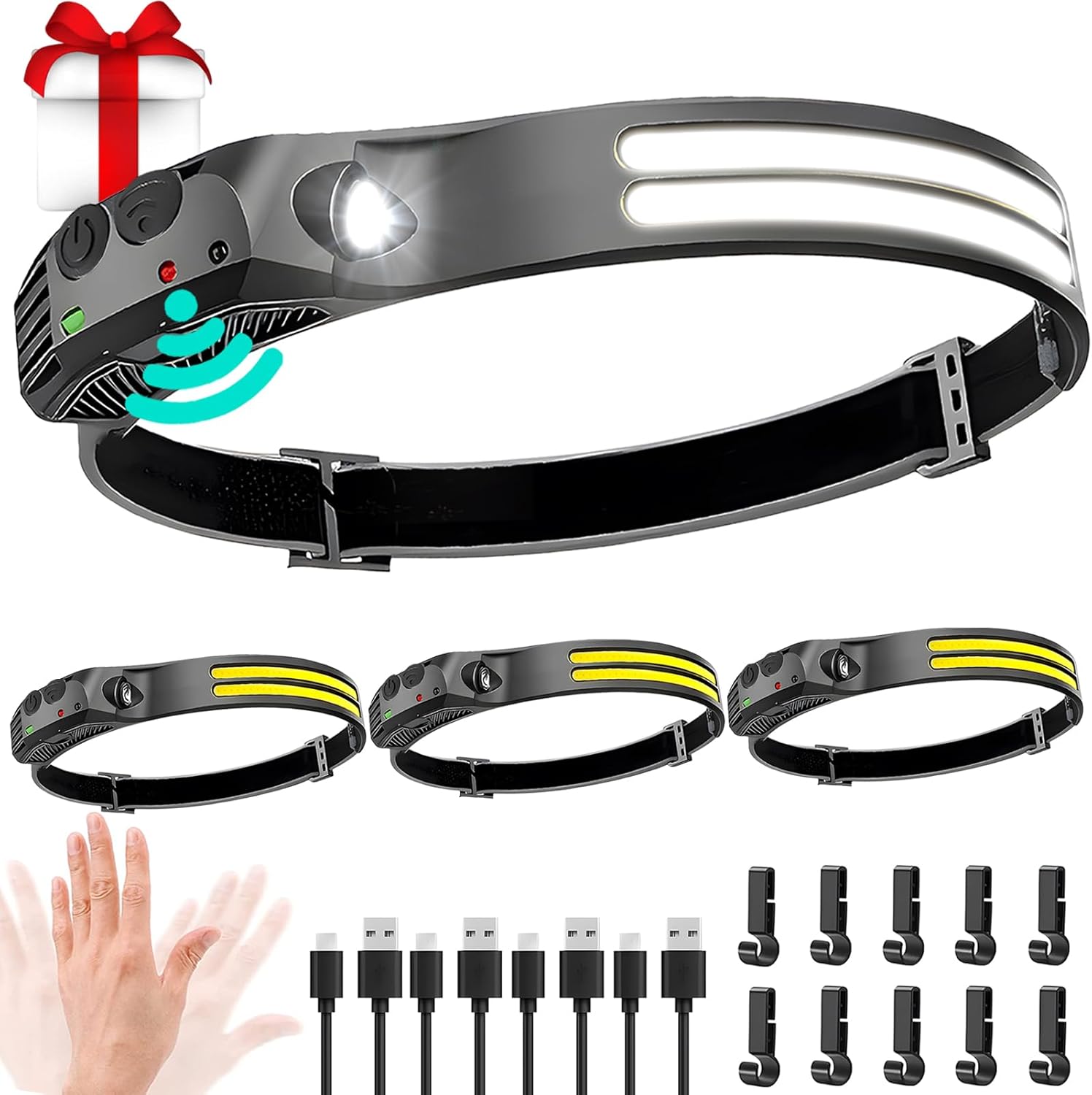 Beccason LED Headlamp Set - 4 in 1 Rechargeable 230 Beam camping essentials