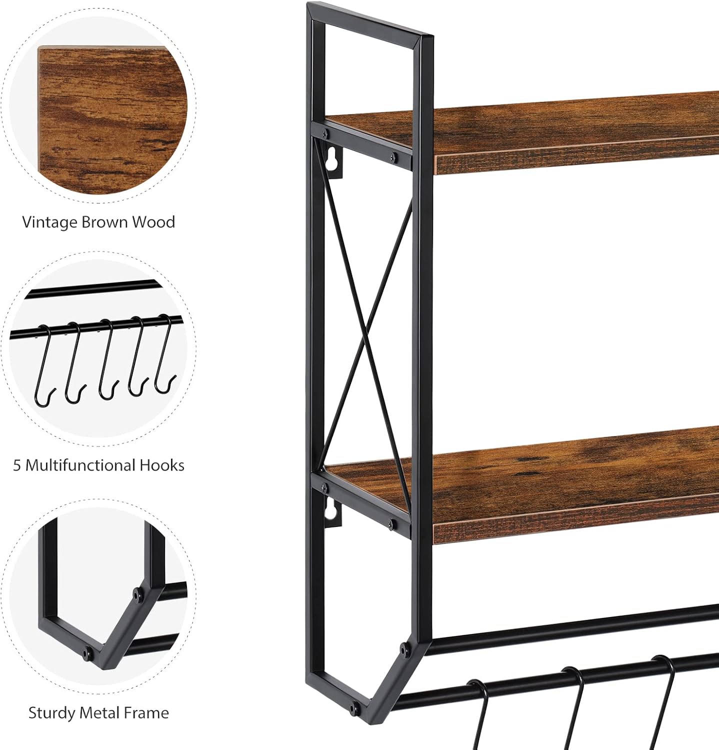 CADUKE 2-Tier wall-mounted bathroom towel rack with hooks