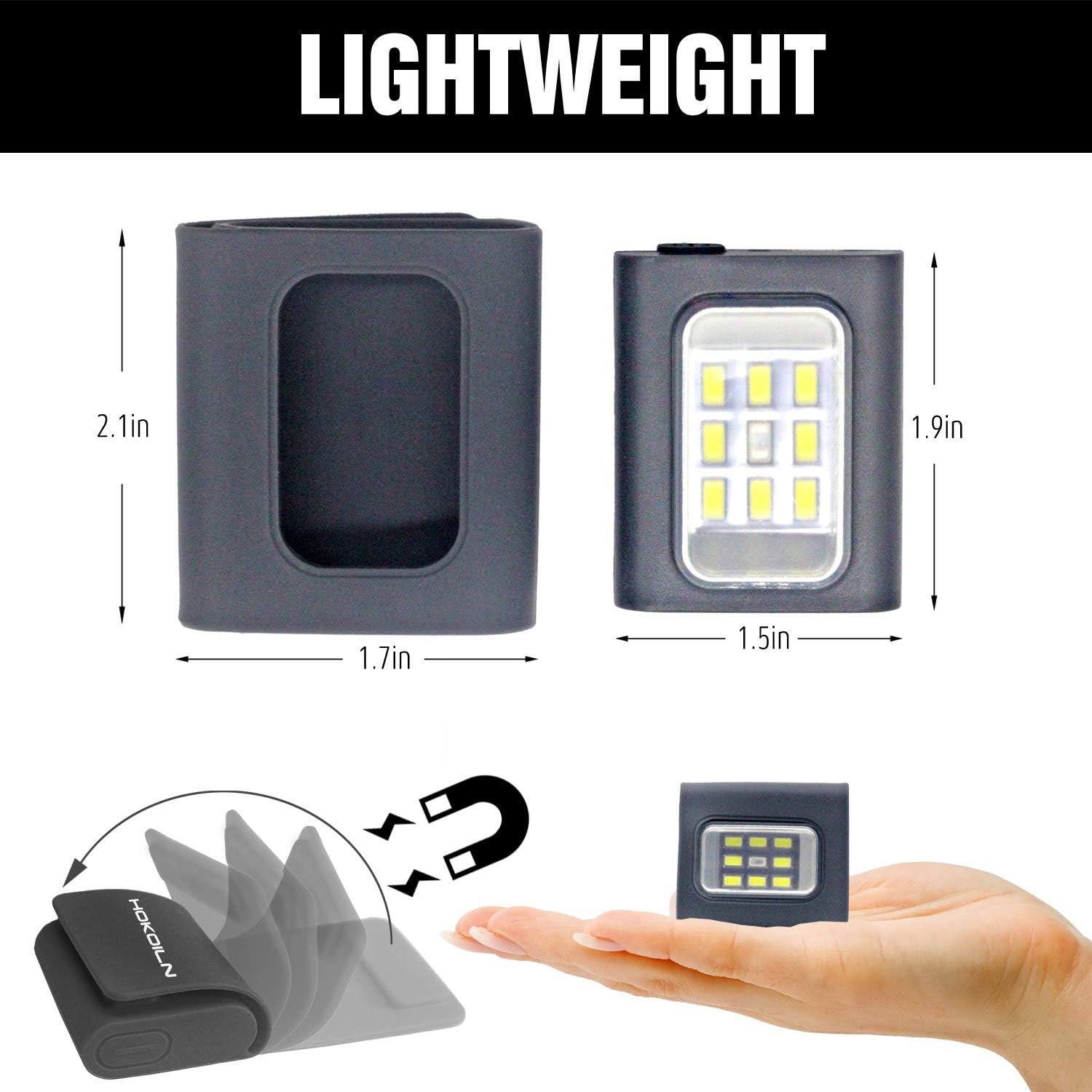 HOKOILN 2-Pack LED Running Lights for Runners - Rechargeable Bright Durable