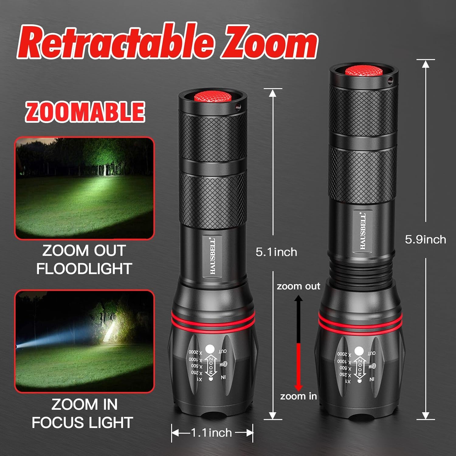 HAUSBELL A100 LED Flashlight - Bright Compact and Tough