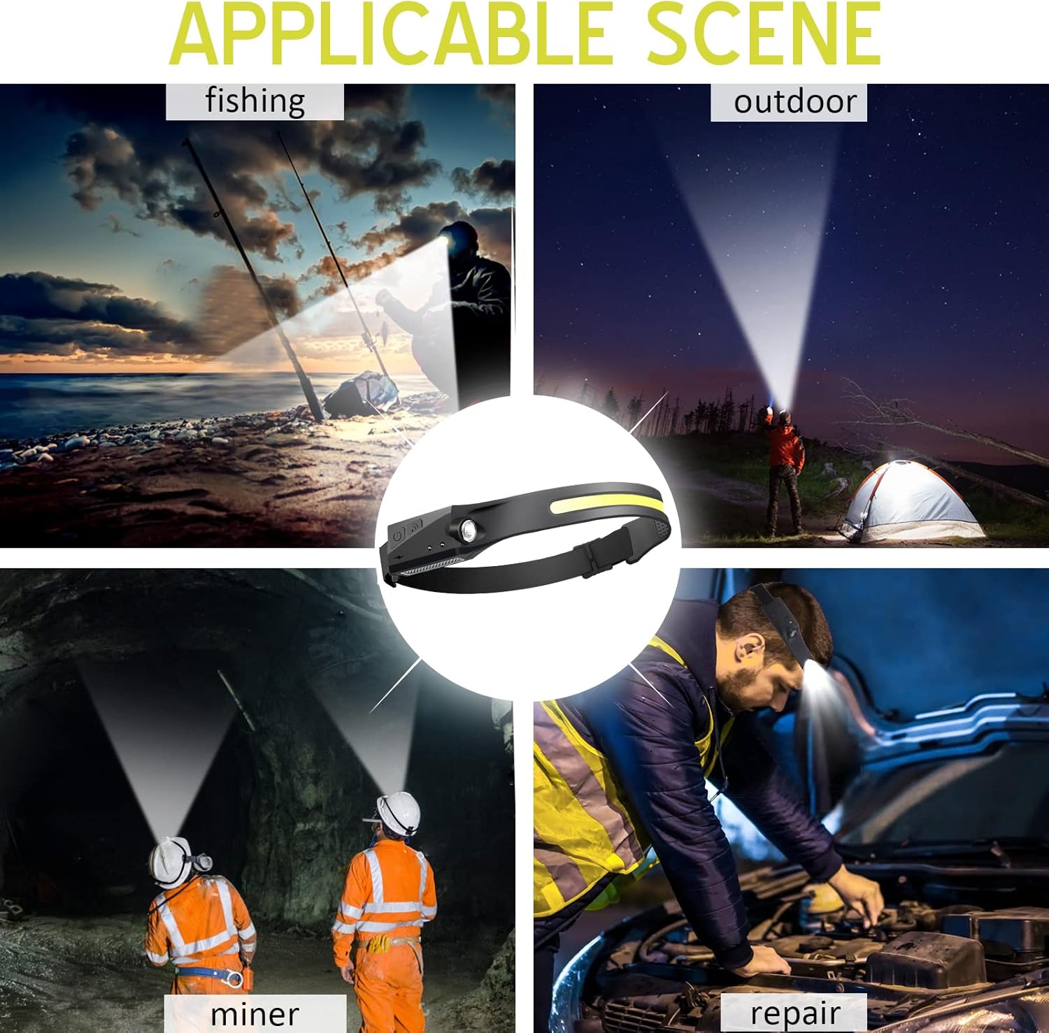 Ginlpd Headlamp Flashlight with Motion Sensor and 5 Modes