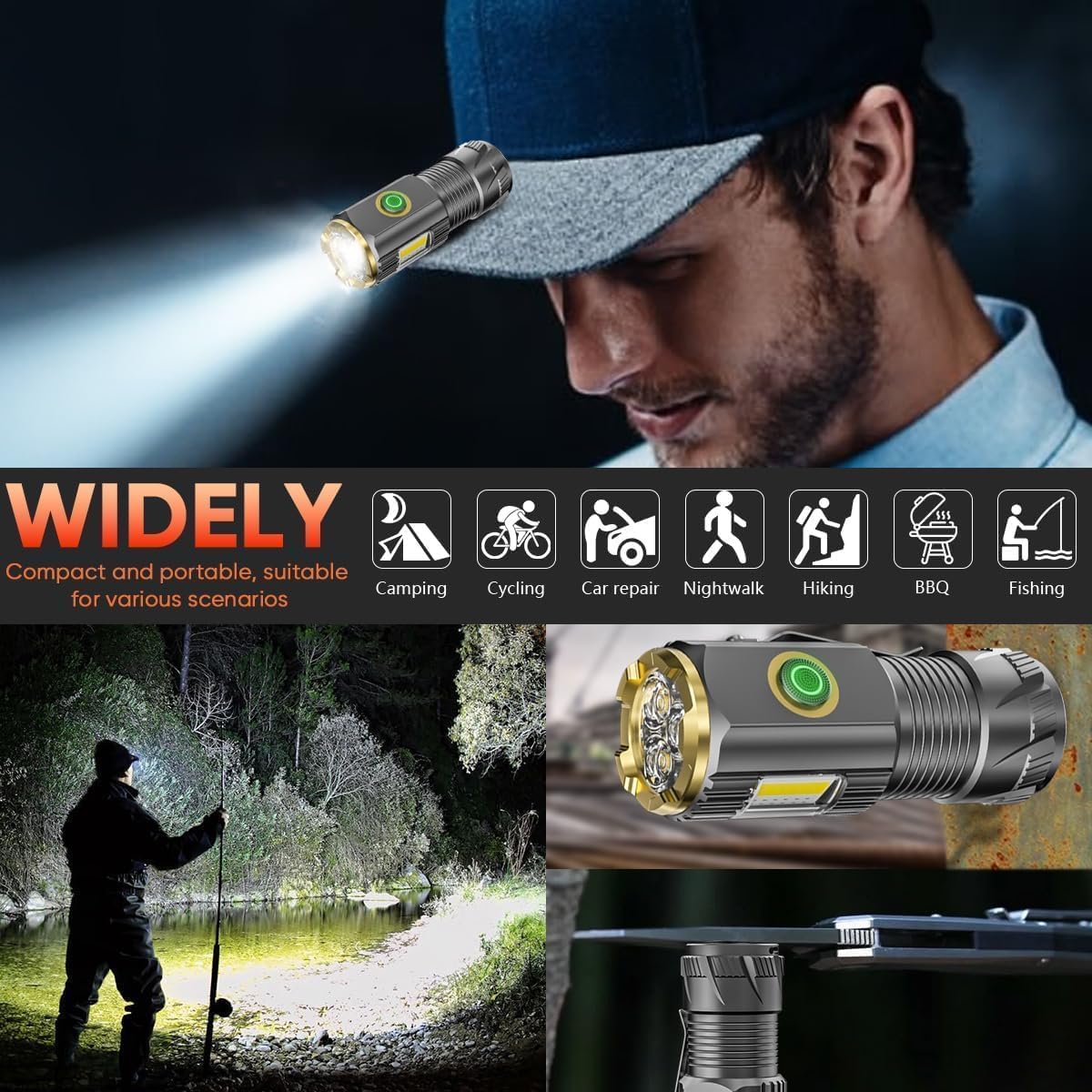 Rechargeable Mini LED Flashlight with 9000 Lumens
