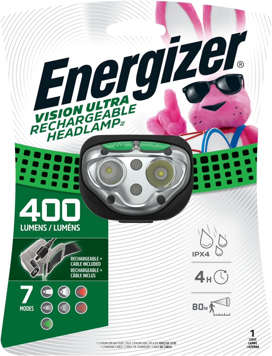 Energizer LED Headlamp Rechargeable Lasting Light for Hiking More
