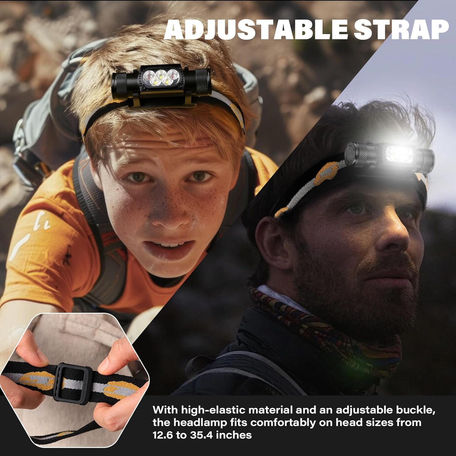 Rechargeable LED Headlamp 1500 Lumens H35R Super Bright for Camping Hiking Running