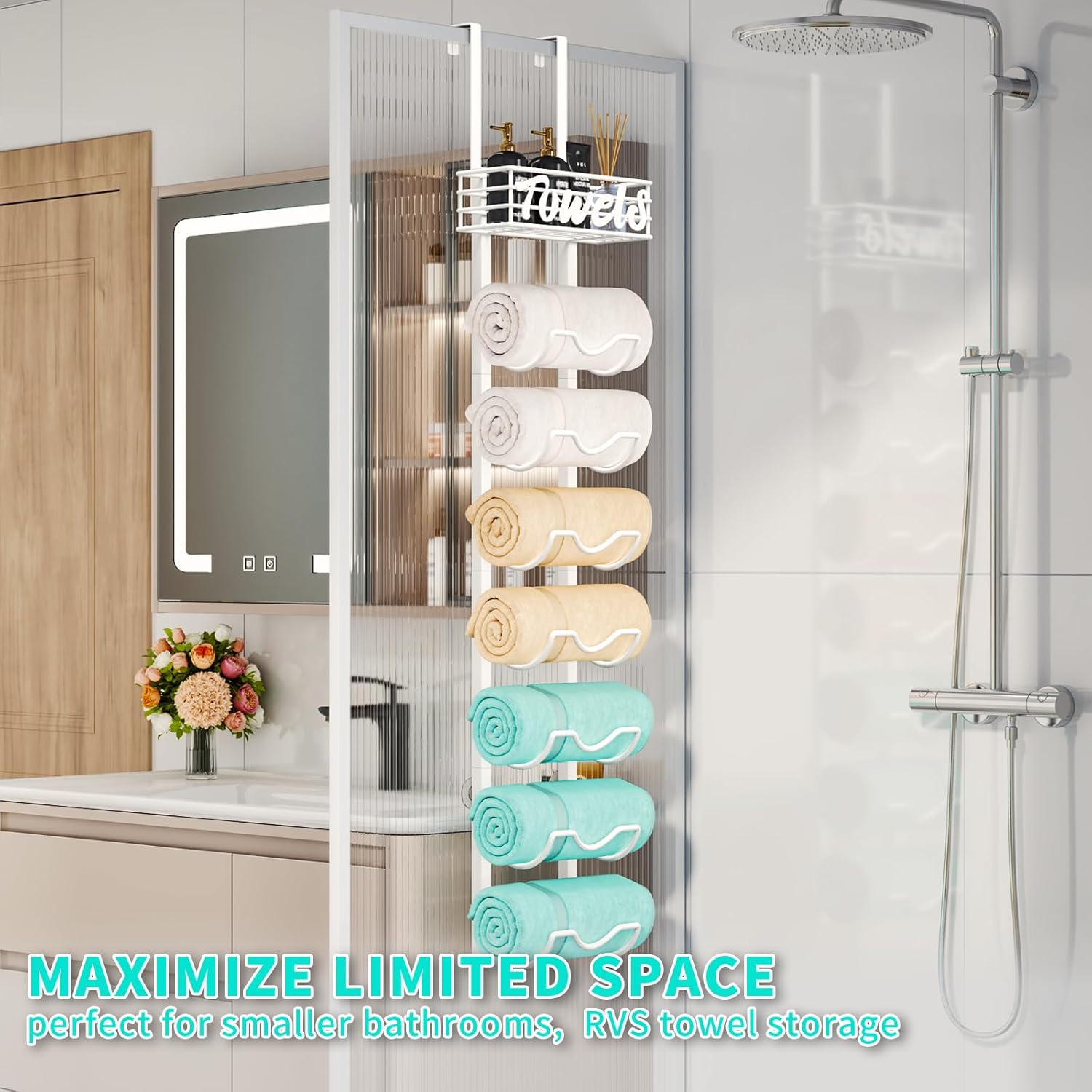 HapiRm Over Door Towel Rack - 8 Tier