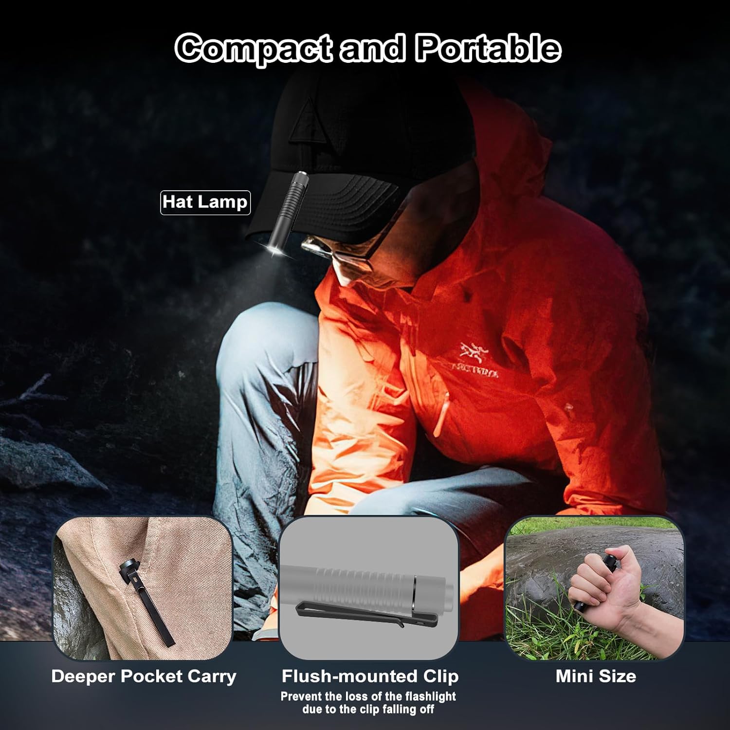 VTIGER T1A 1300 Lumens EDC Flashlight with Magnetic Clip