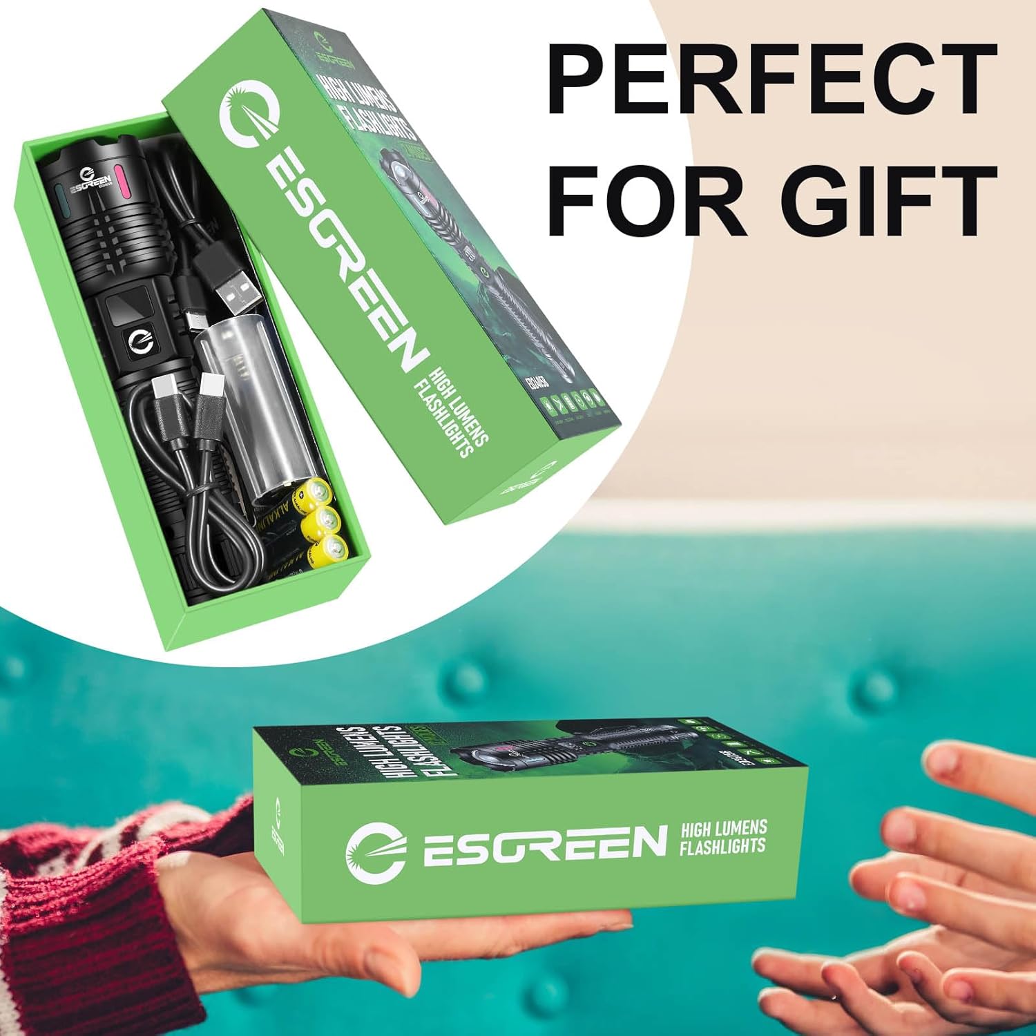 Esgreen Rechargeable LED Flashlight with Double Modes