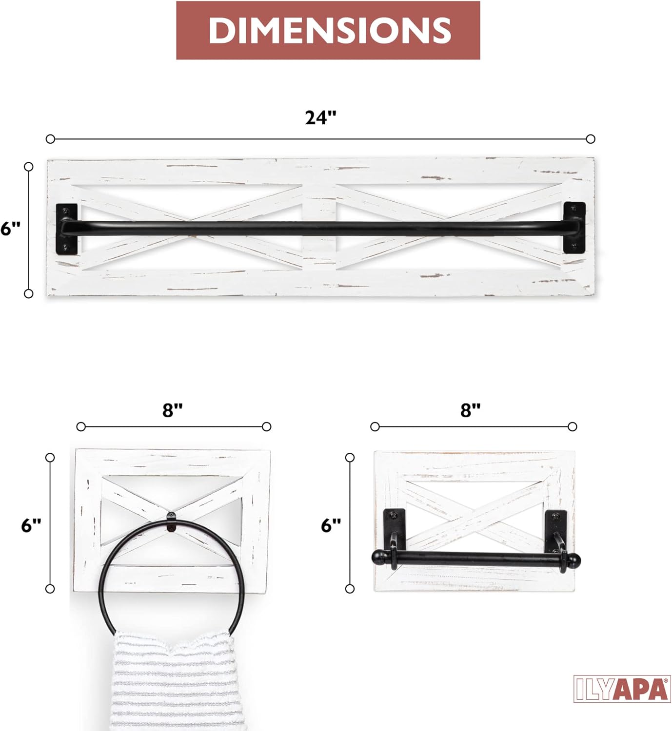 Country-styled Rustic Towel Bar Holder Set