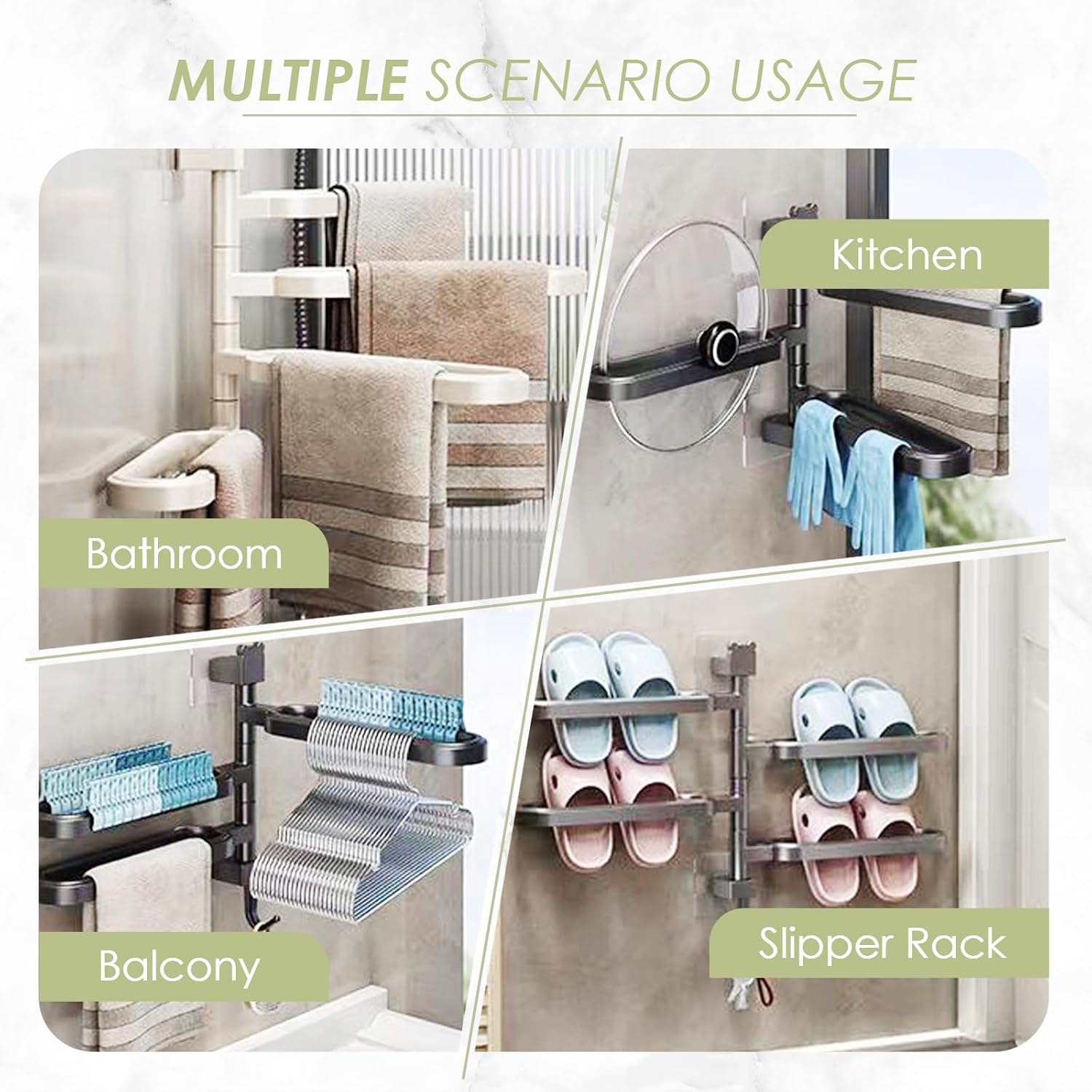 No Drill Swivel Towel Rack