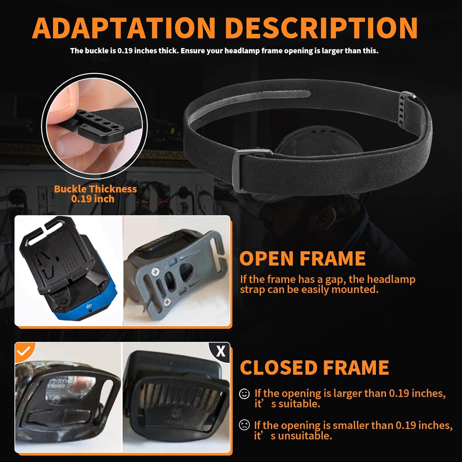 AHULIAO Elastic Headlamp Strap 1 - 2 Pack