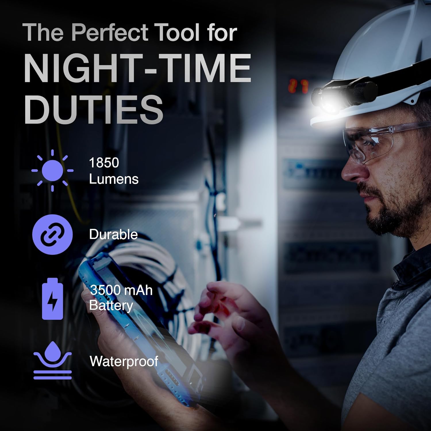 K-Bern Rechargeable Headlamp - Waterproof Aluminum 1850 Lumen Beam