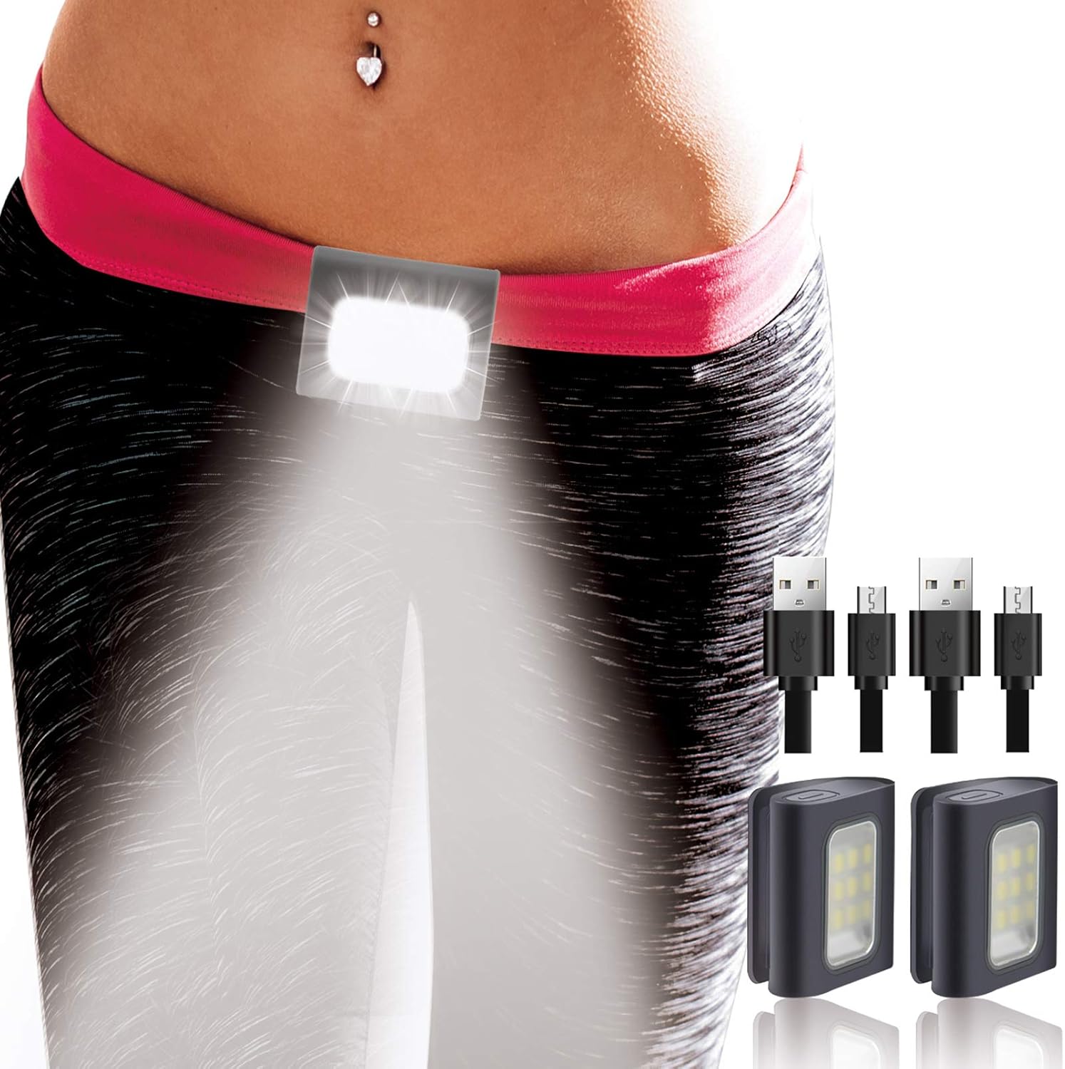 HOKOILN 2-Pack LED Running Lights for Runners - Rechargeable Bright Durable
