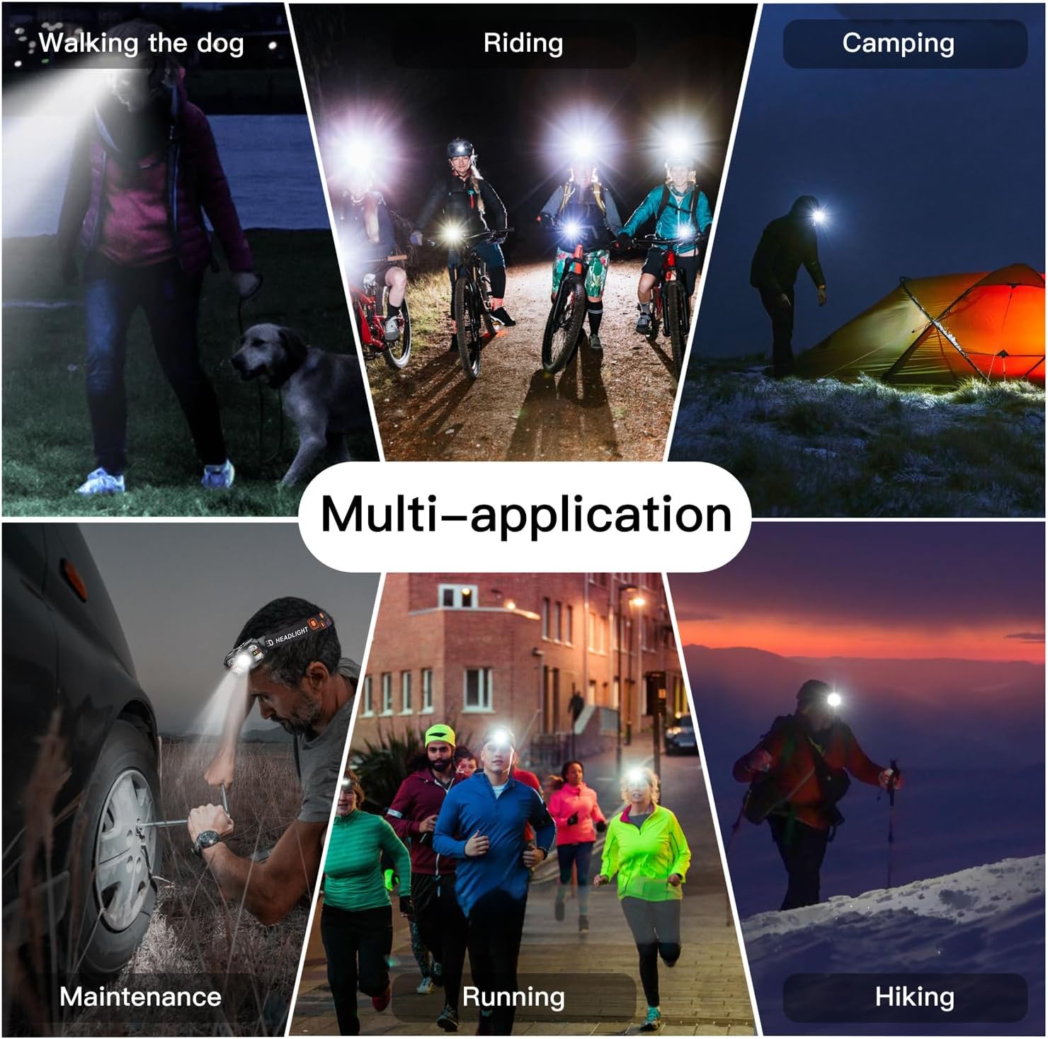 KunHe 4 Pack Headlamp Rechargeable Headlight for Outdoor Use