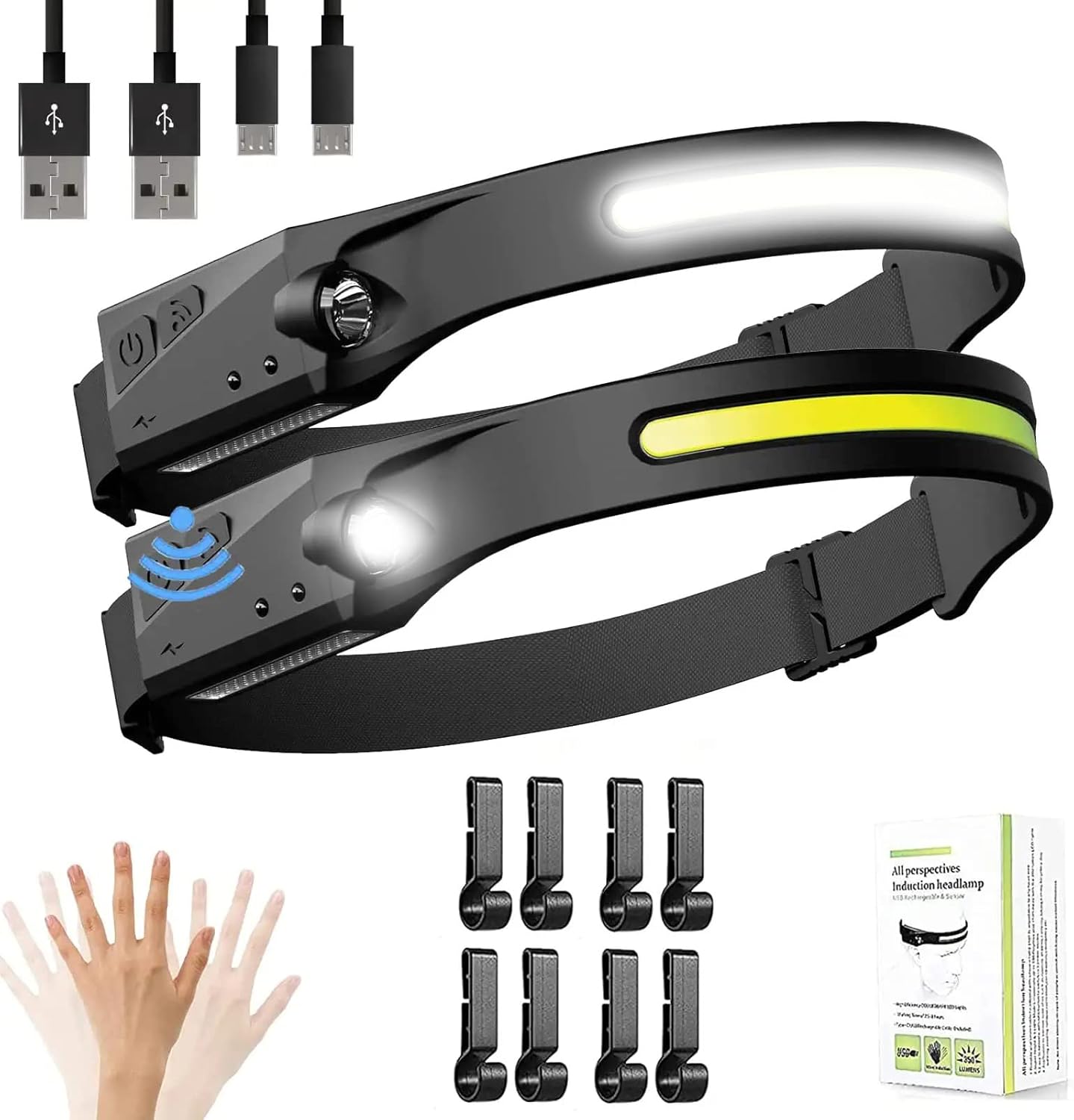 Bright 230 Rechargeable Waterproof Motion-Activated Compact Headlamp for Hiking and Camping