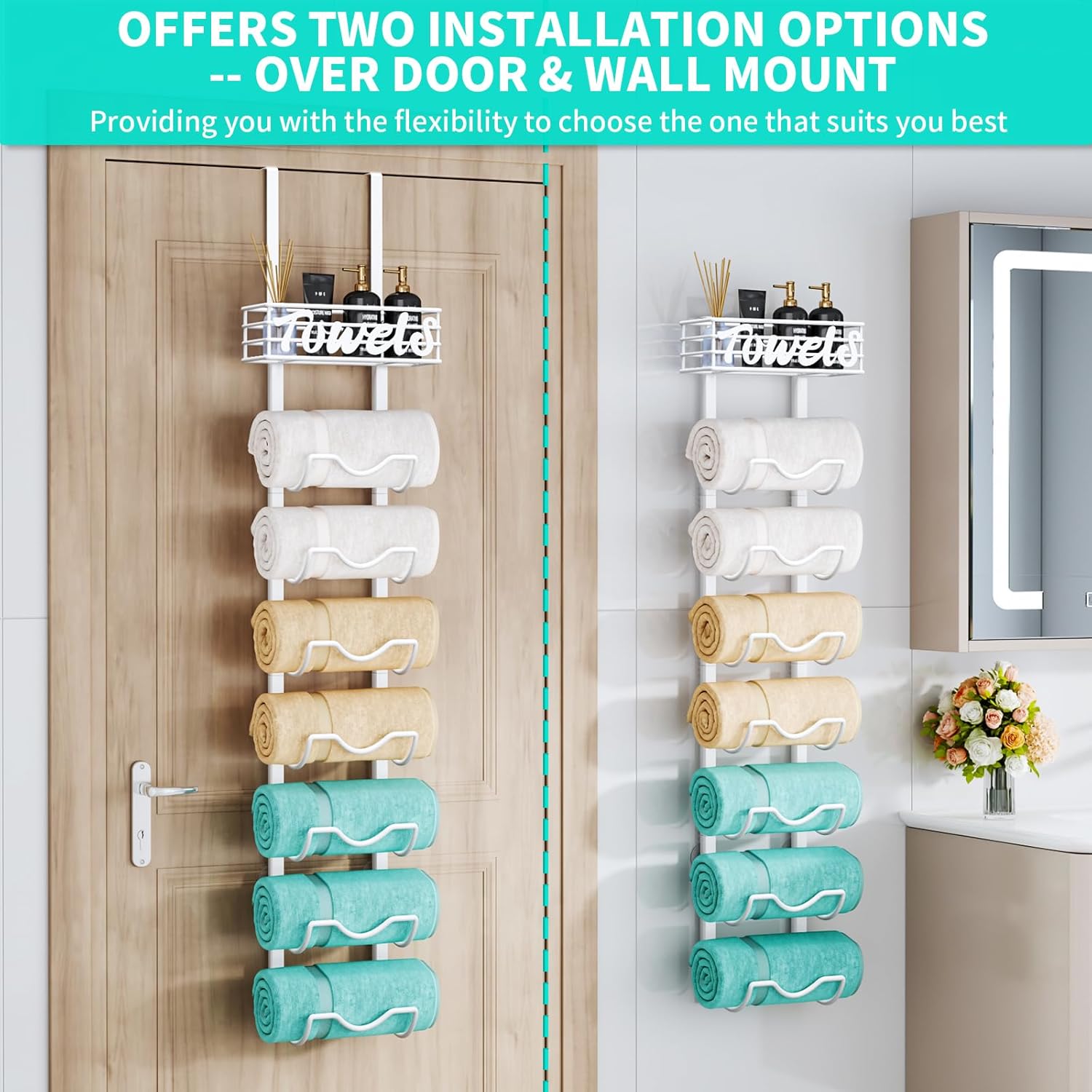 HapiRm Over Door Towel Rack - 8 Tier