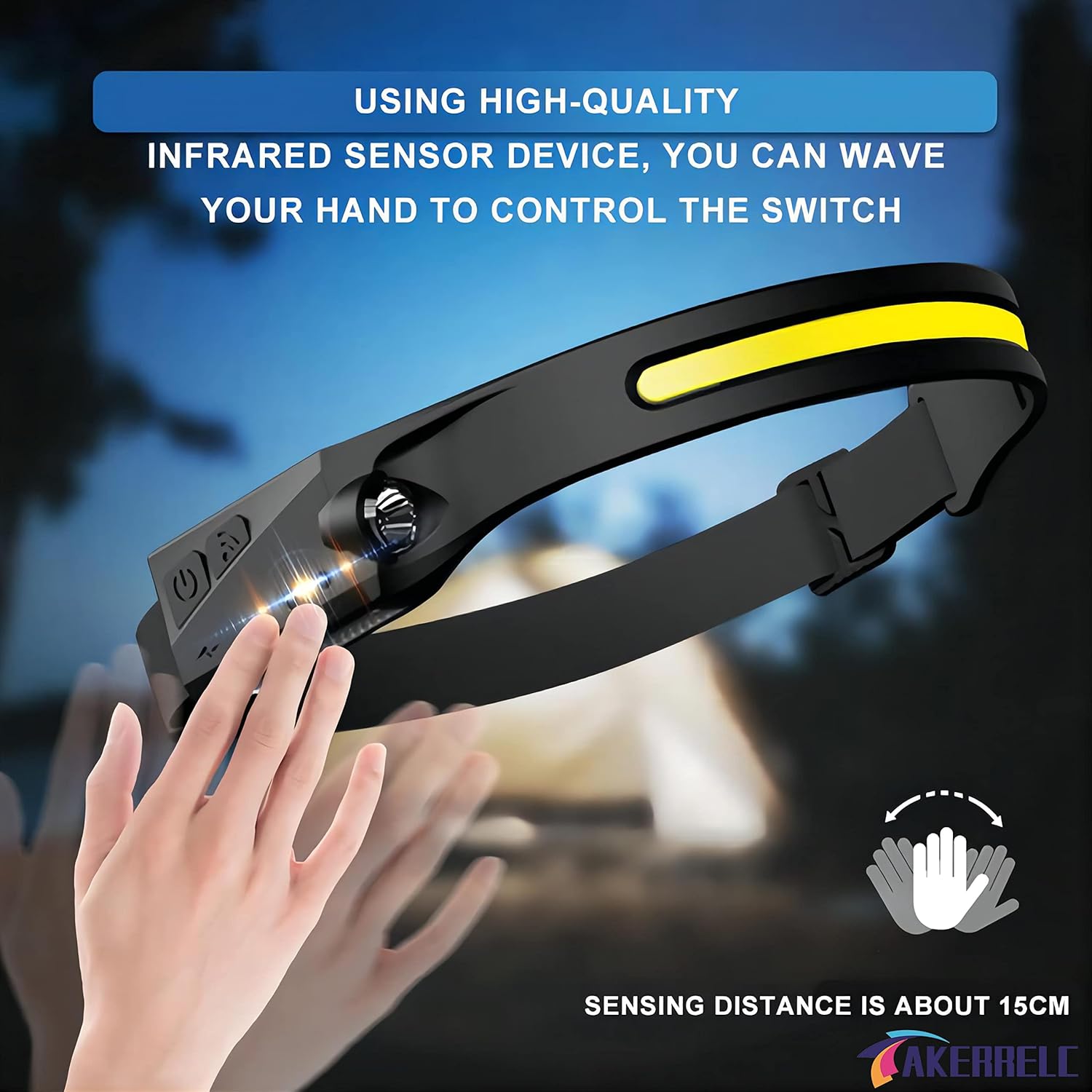 Upgrade Rechargeable LED Headlamp with Motion Sensor