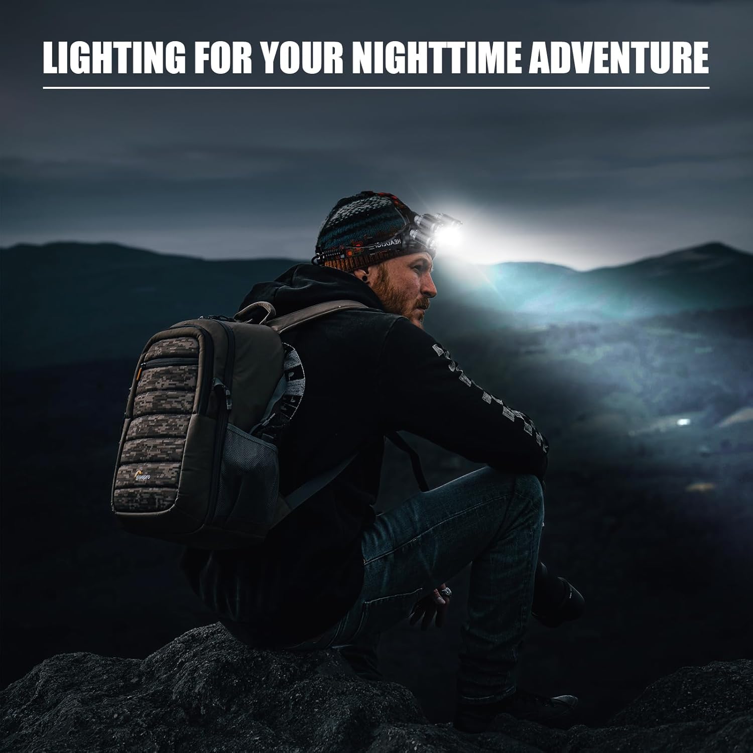 12000 Lumens Rechargeable LED Headlamp for Camping Hiking Hunting