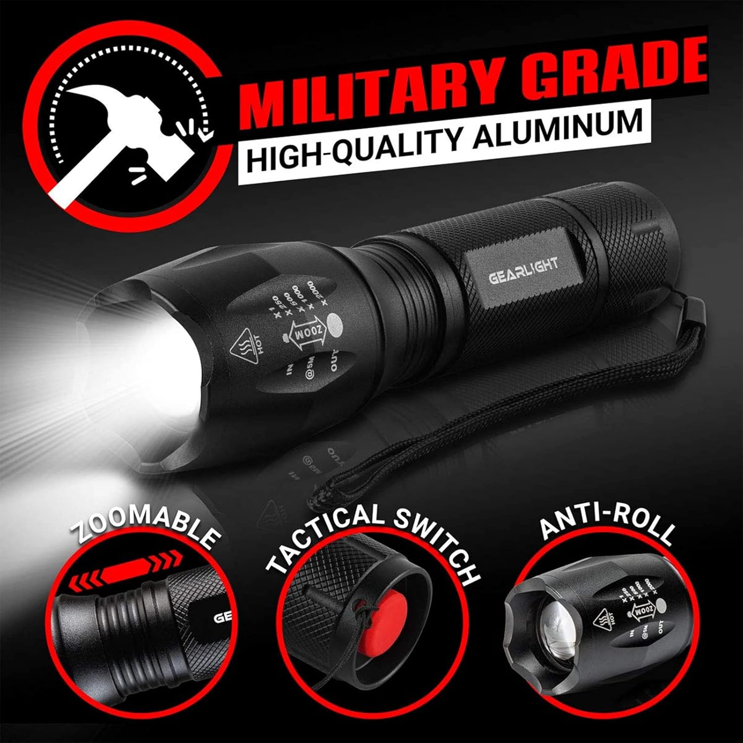 GearLight LED Flashlight - Durable camping flashlight with zoom feature