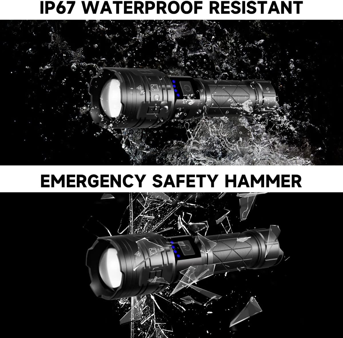 Powerful emerged tactical flashlight