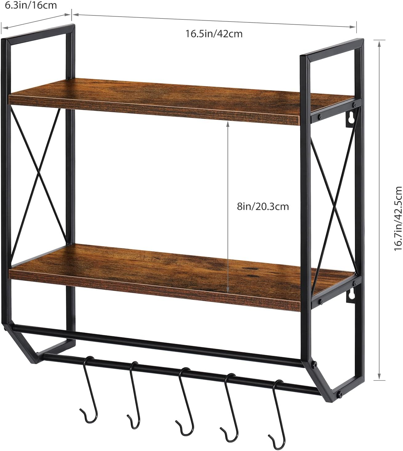 CADUKE 2-Tier wall-mounted bathroom towel rack with hooks