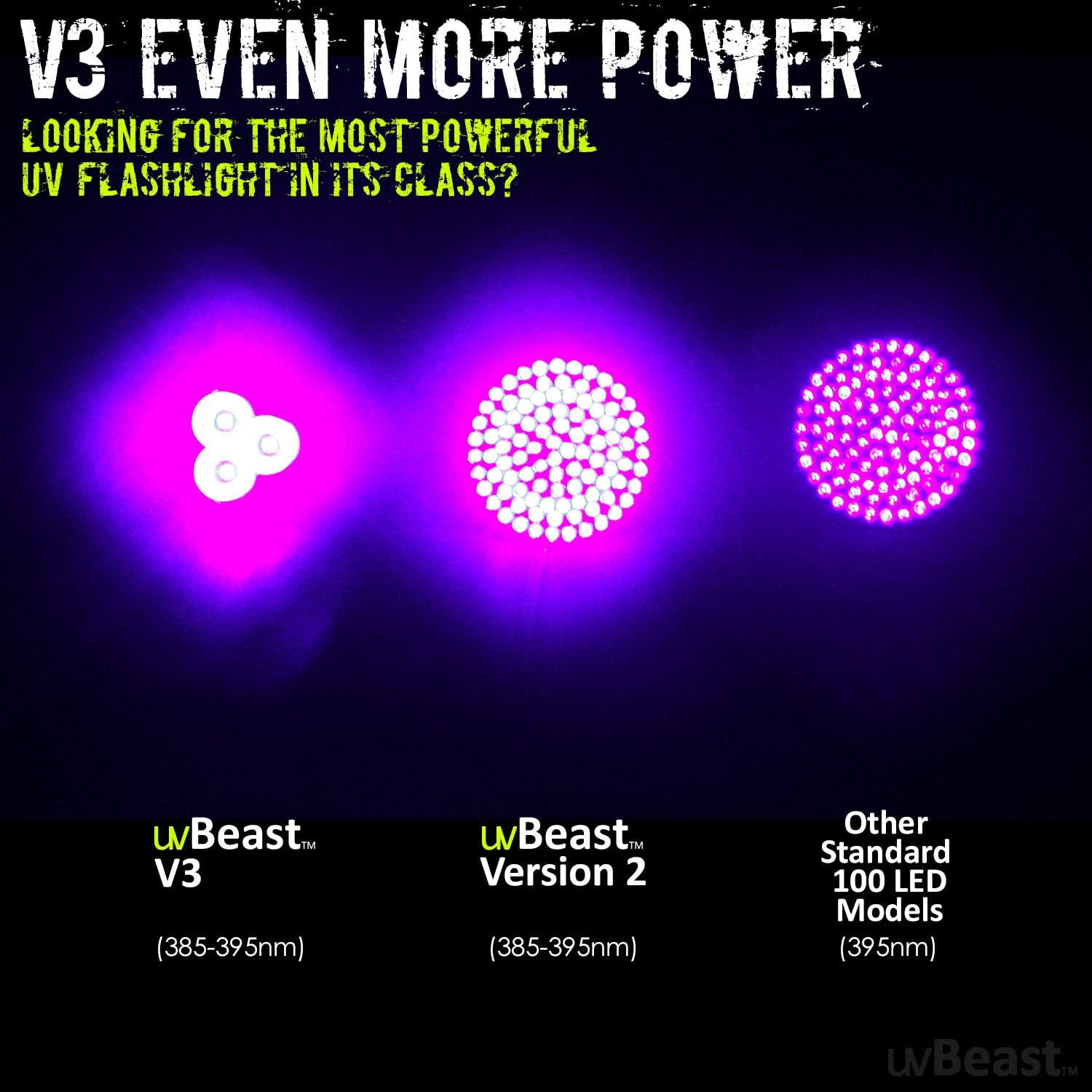 uvBeast V3 385-395nm Black Light Flashlight