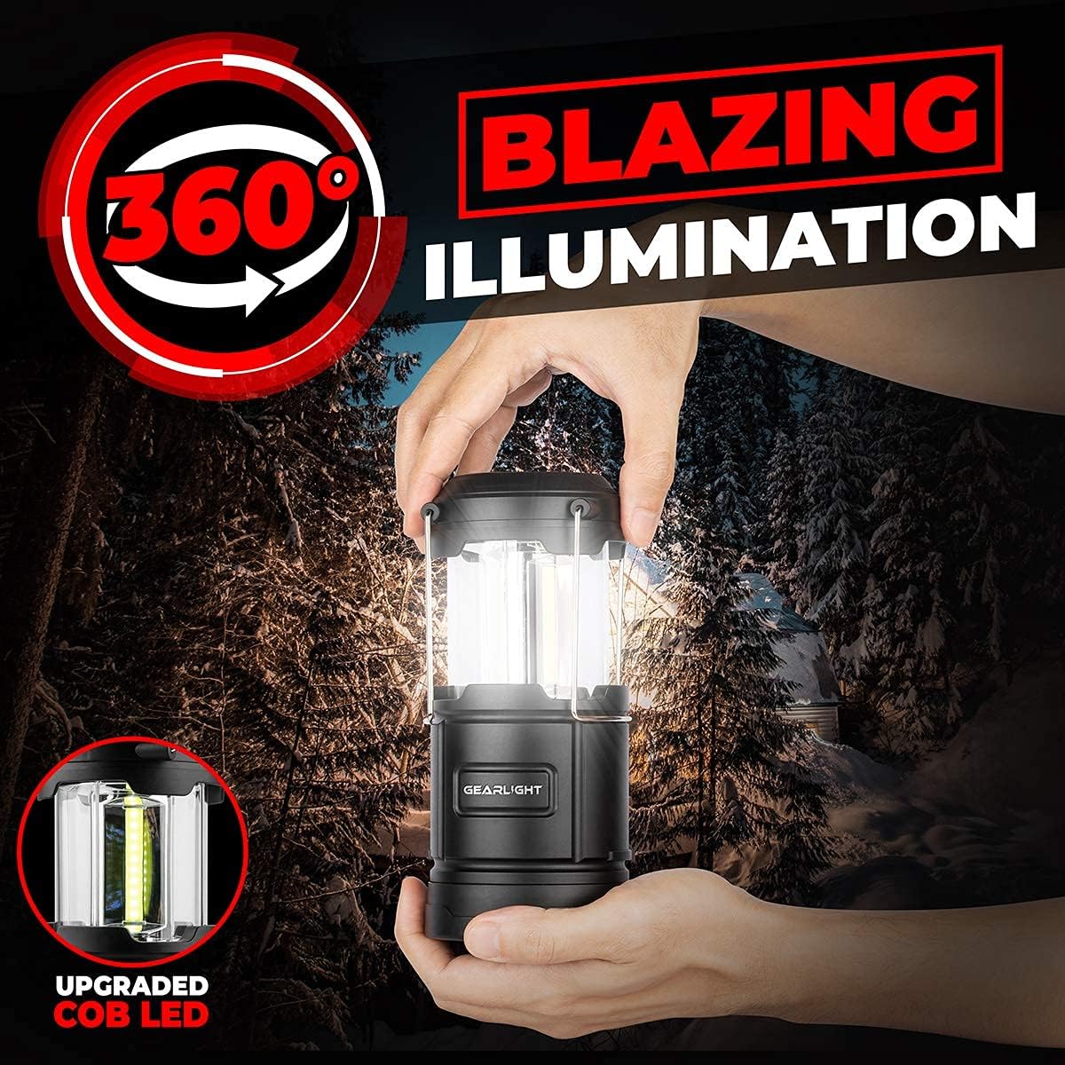 GearLight 2-in-1 Camping Lantern Portable LED with Magnetic Base