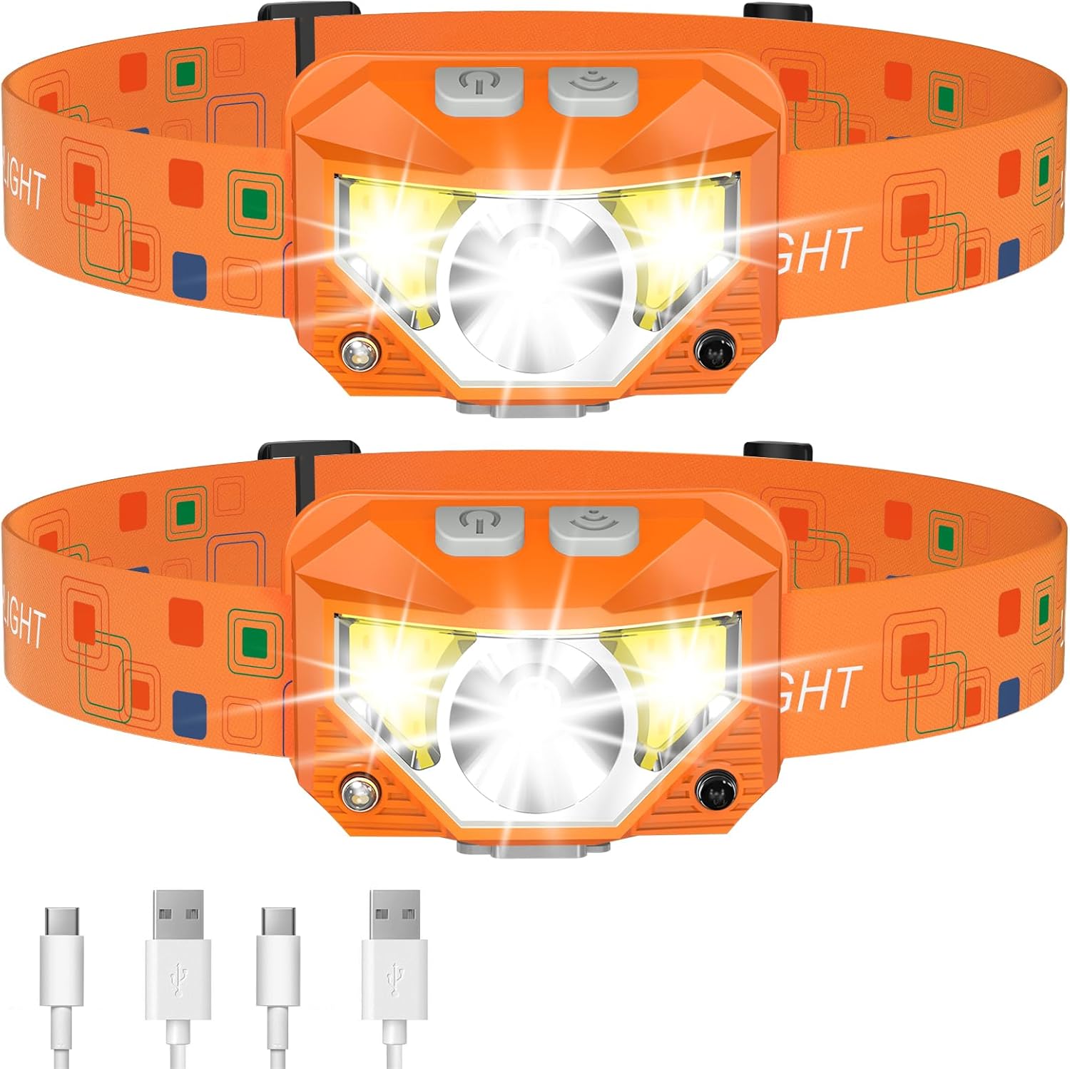 Split Set Rechargeable Headlamp with 1200 Lumen Flashlight